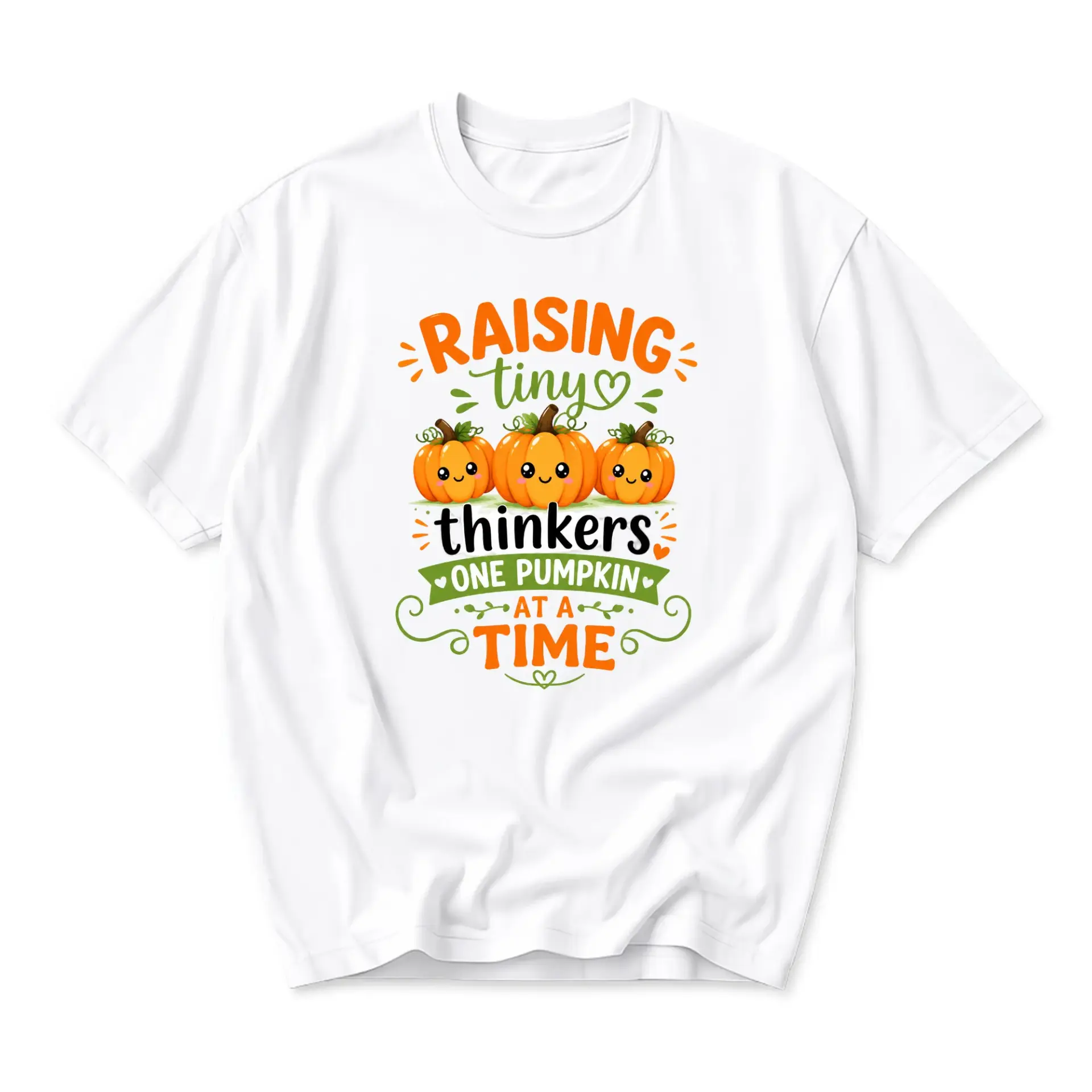 Graphic Tee Raising Tiny Thinkers One Pumpkin at a Time Funny Shirt Seasonal Autumn Fall Themed Unisex Crew Neck Top