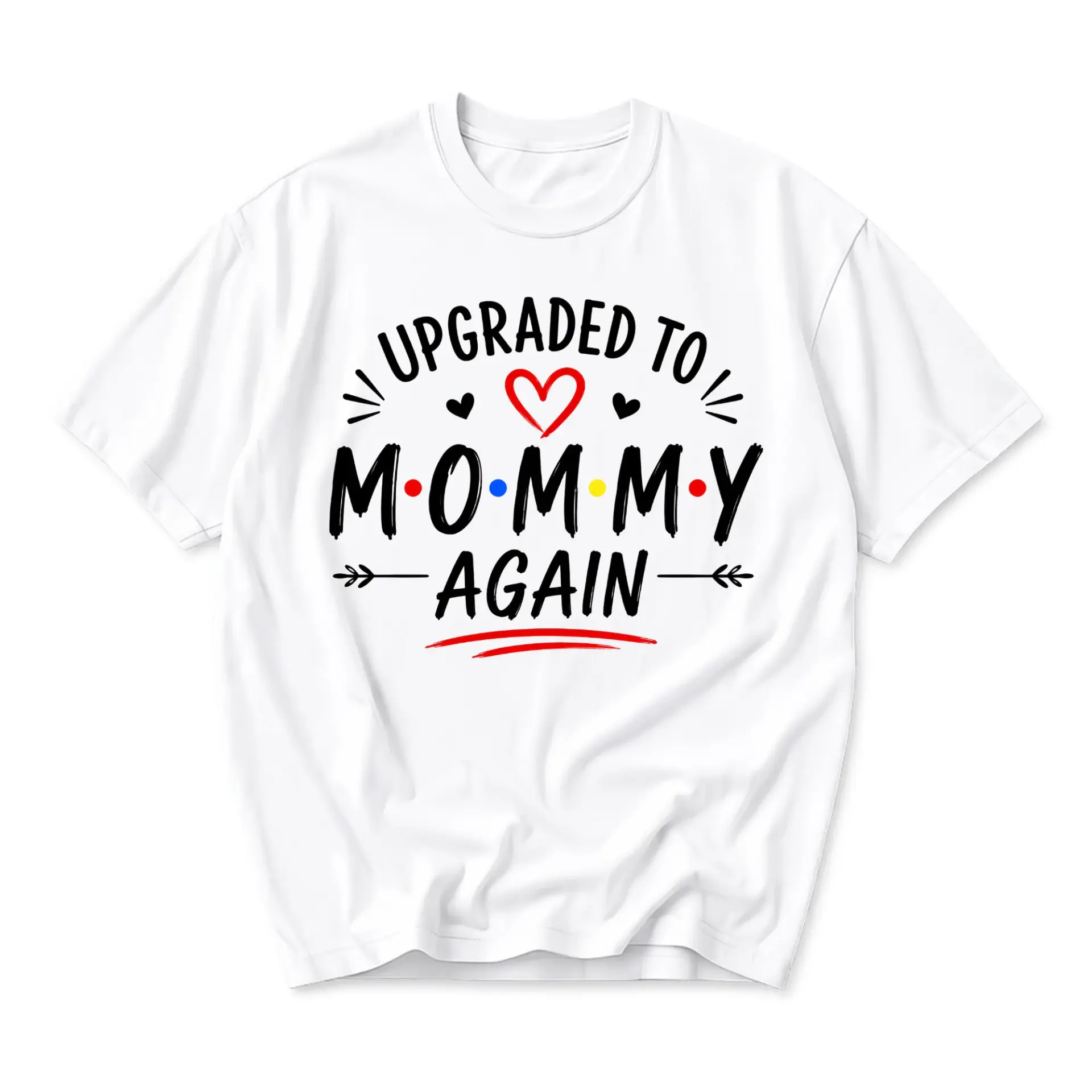 Graphic Tee Upgraded to Mommy Again Printed Shirt Casual Short Sleeve Crew