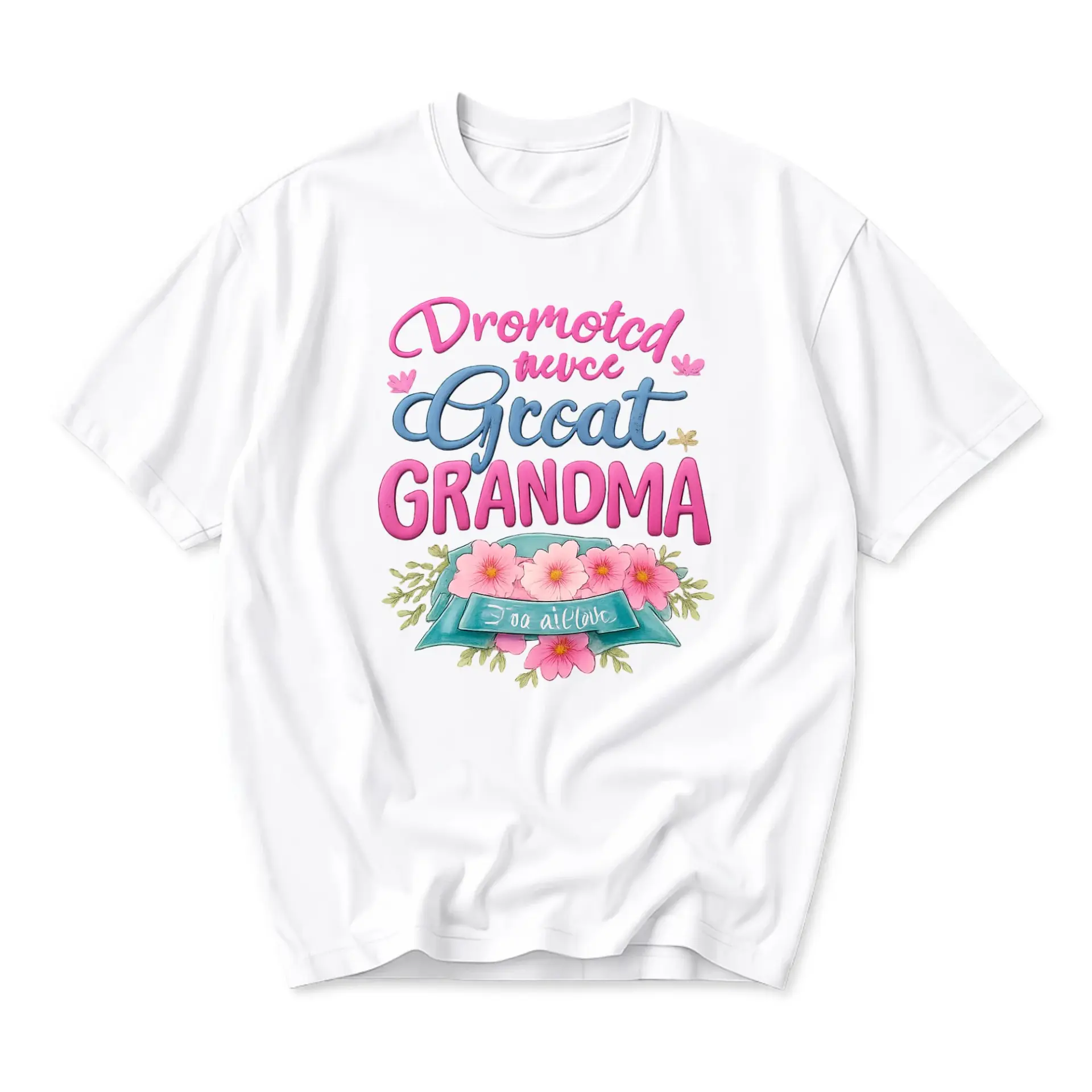 Funny Shirt Promoted to Great Grandma Floral Graphic Tee Unisex Casual Crew