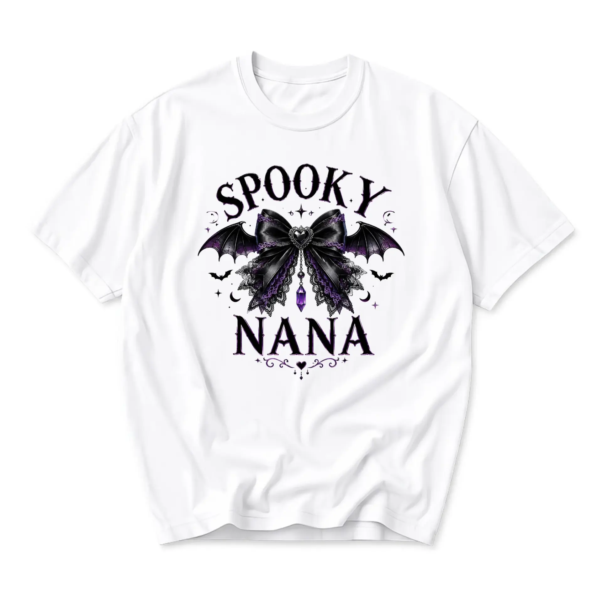 Funny Shirt Spooky Nana Gothic Graphic Print Unisex Crew Neck Casual Everyday Short Sleeve Cotton Blend Tee Apparel