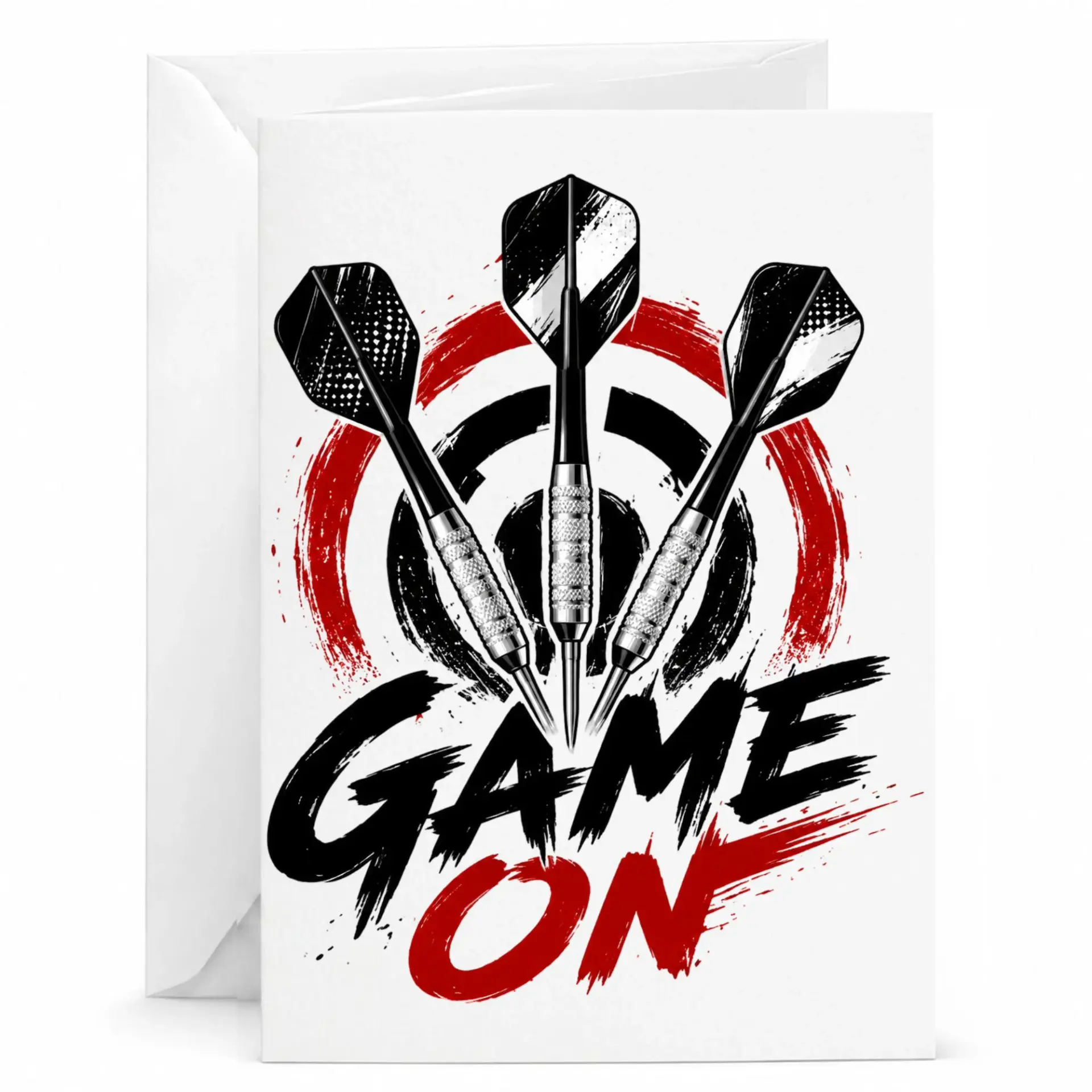 Game on Darts Greeting Card for Players and Fans, Sport Themed Occasion Card with Envelope, 5x7 Inches