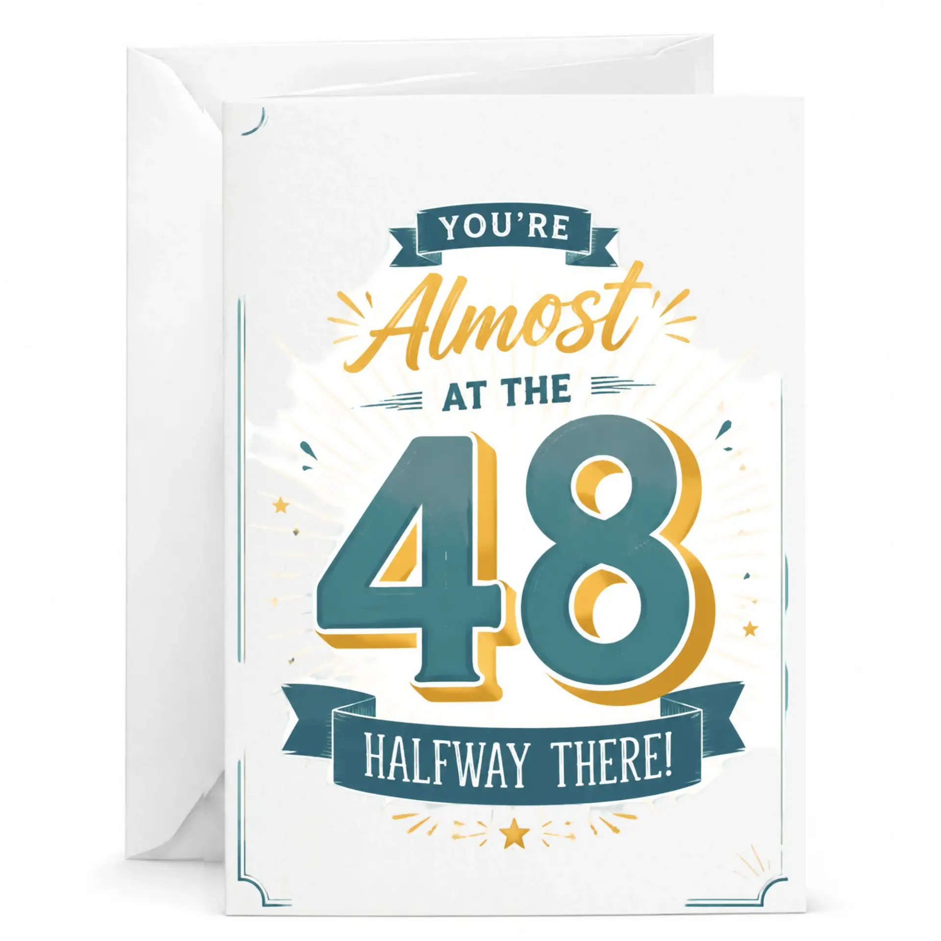 Funny Birthday Card for 48th Birthday Milestone, Humorous Greeting Card with Envelope for Someone Turning Forty Eight