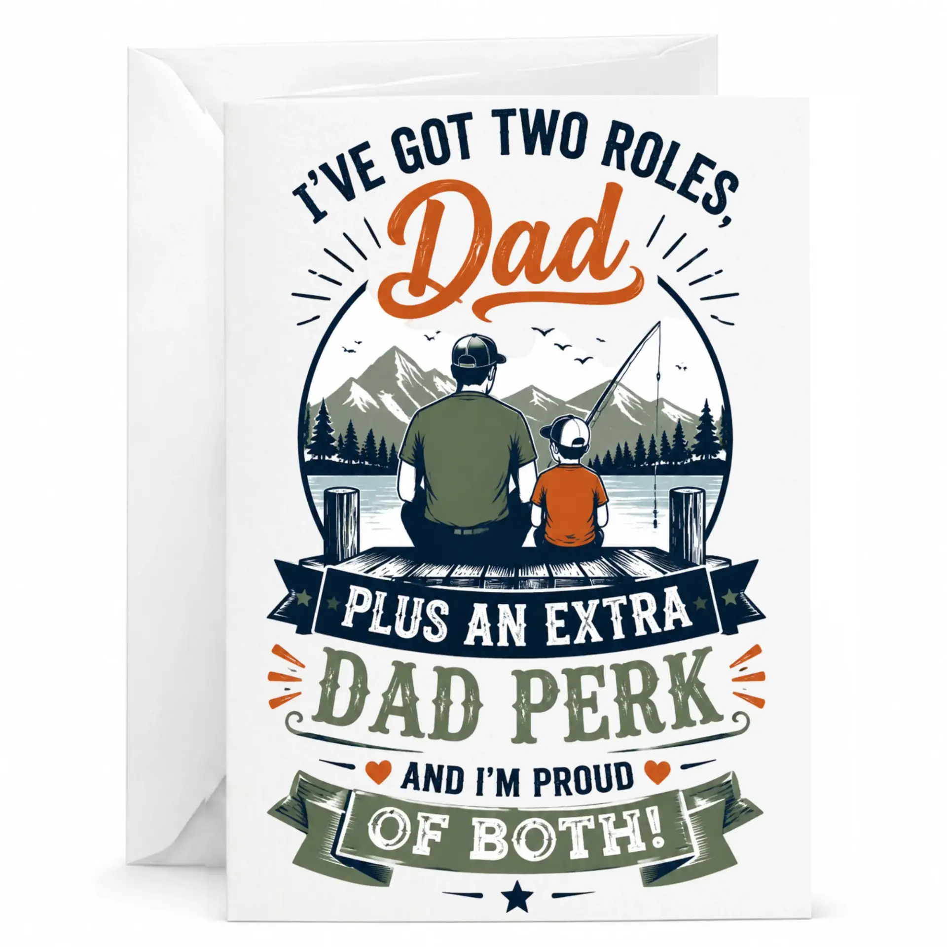 Funny Dad Greeting Card Fisherman Father Artwork Humorous for Birthday Appreciation Day