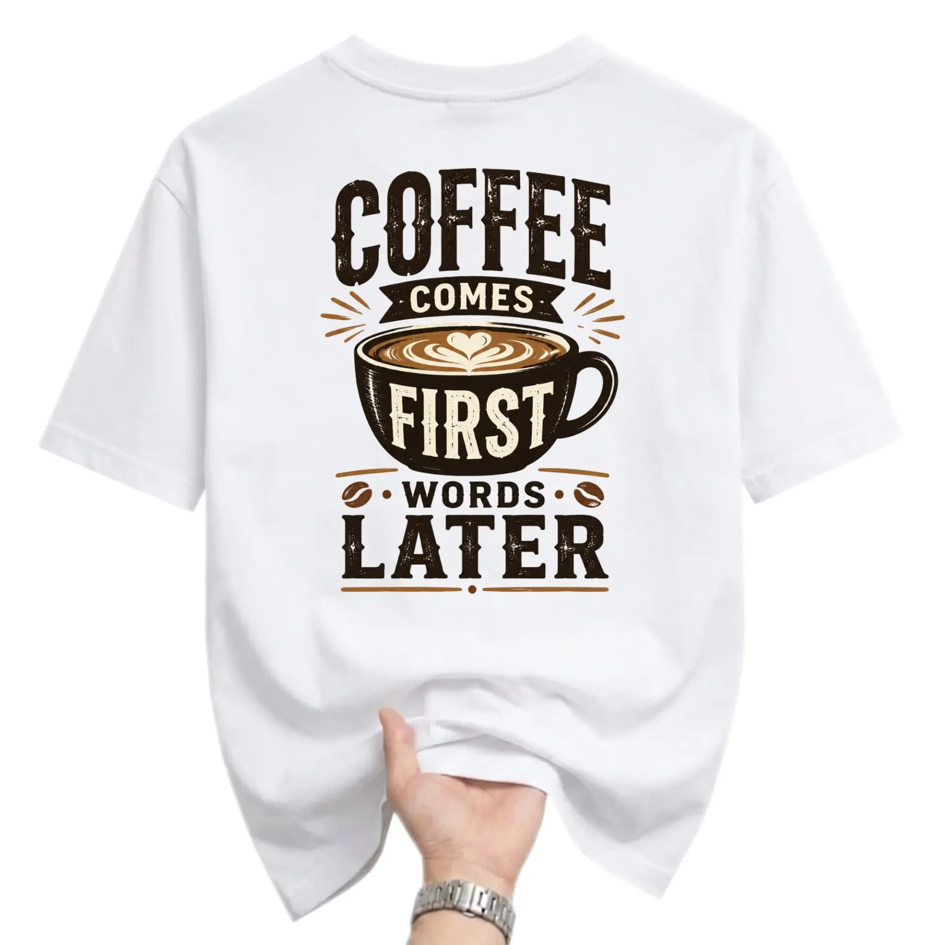 Funny Shirt Coffee Comes Later Graphic Tee Unisex Casual Crew Neck