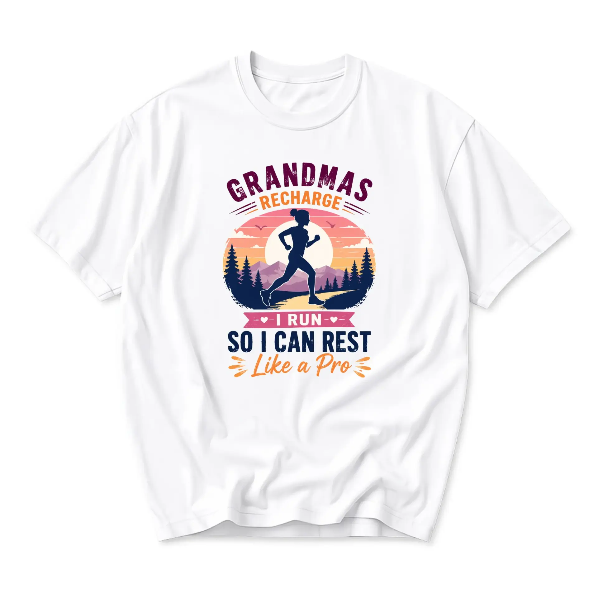 Funny Shirt Grandma Runner Graphic Tee Casual Unisex Crew Neck Top for