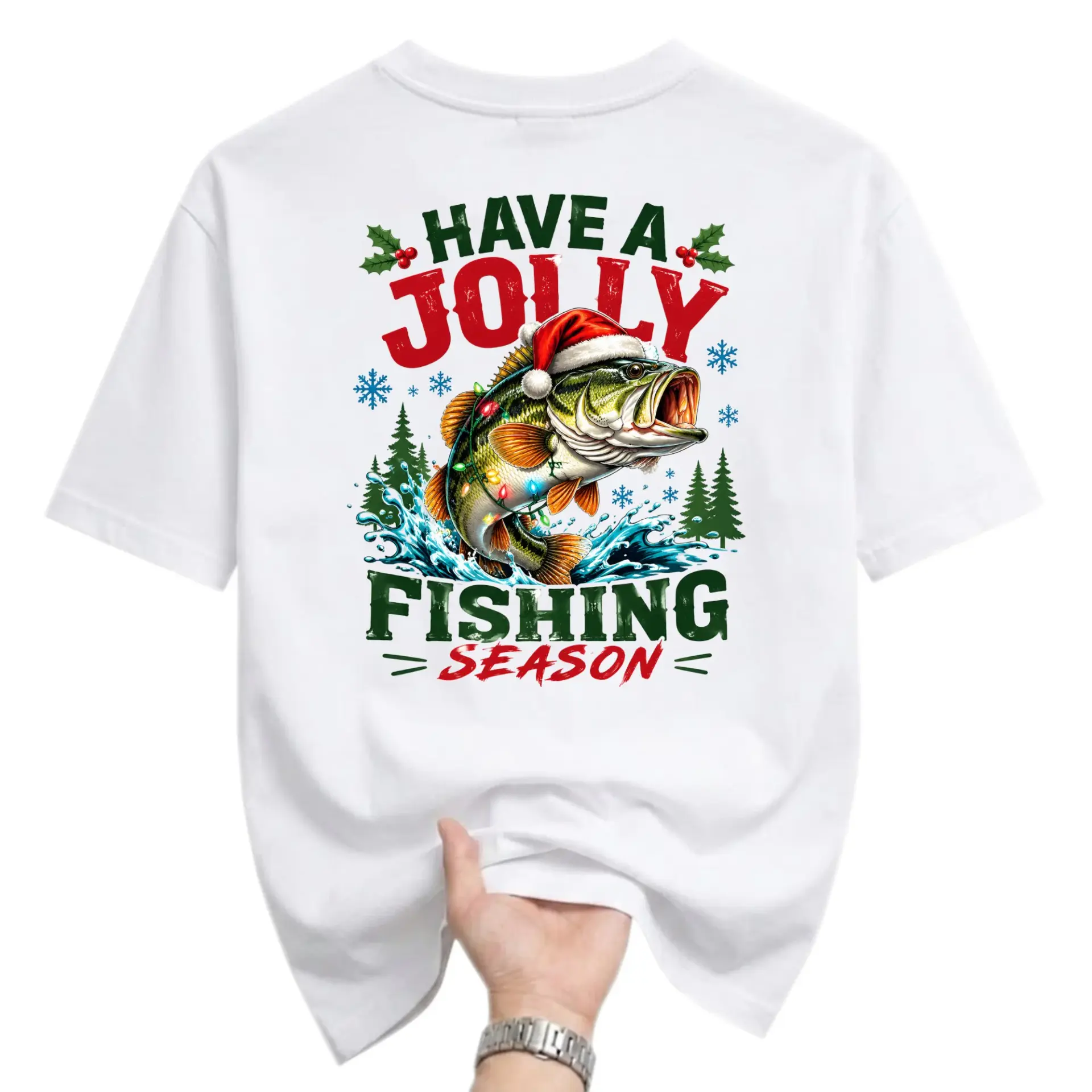 Funny Shirt Have a Jolly Fishing Season Graphic Tee Holiday Fish Lover Gift