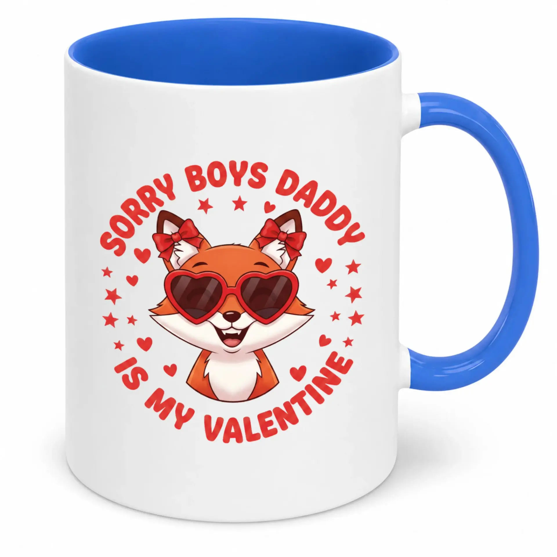 Cute Fox Heart Sunglasses "daddy Is My Valentine" Ceramic Coffee Mug Funny Animal Lover Drinkware Gift for Valentine's Day