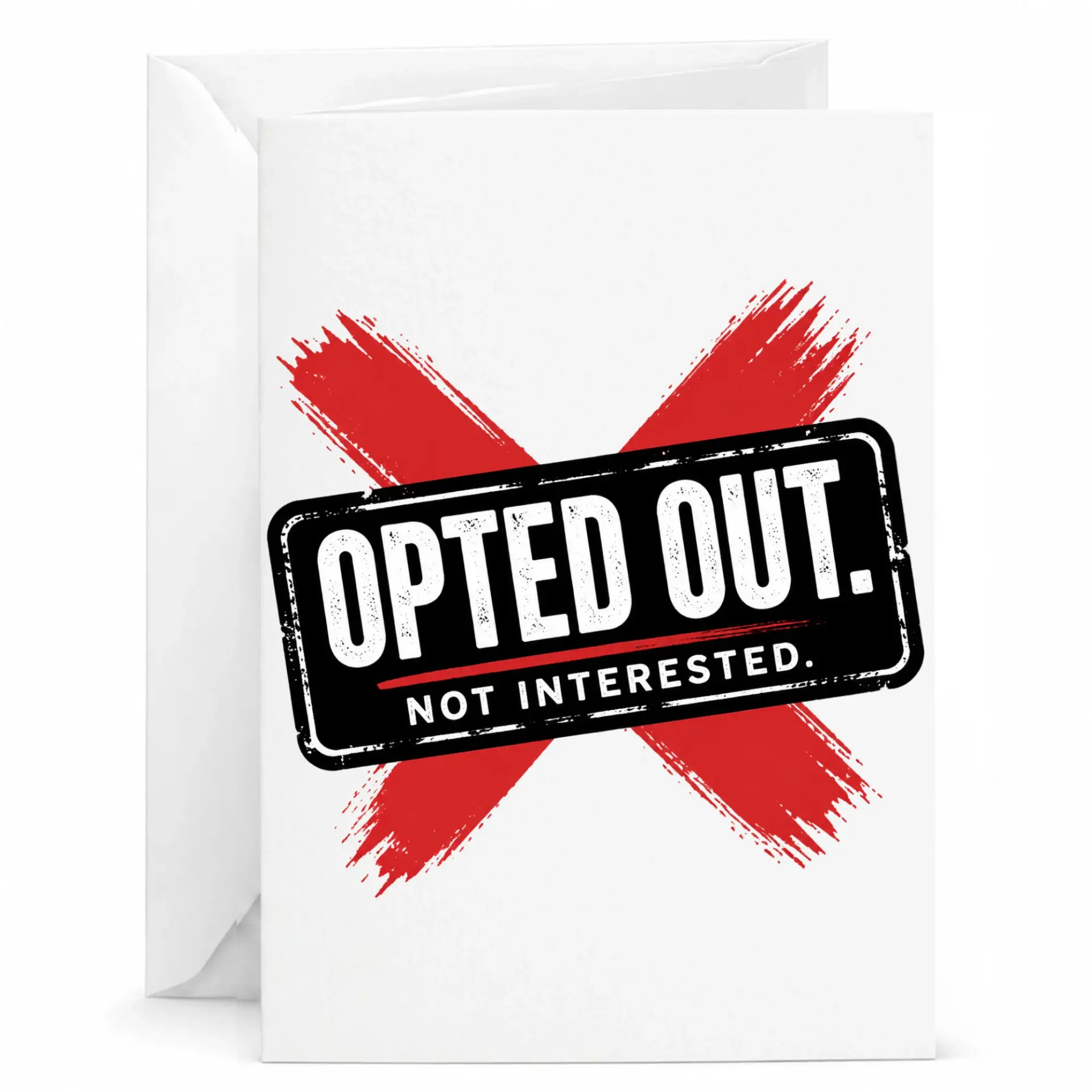 Funny Greeting Card Opted Out Not Interested Design Printed Stationery for Sarcastic Humor and Casual Communication