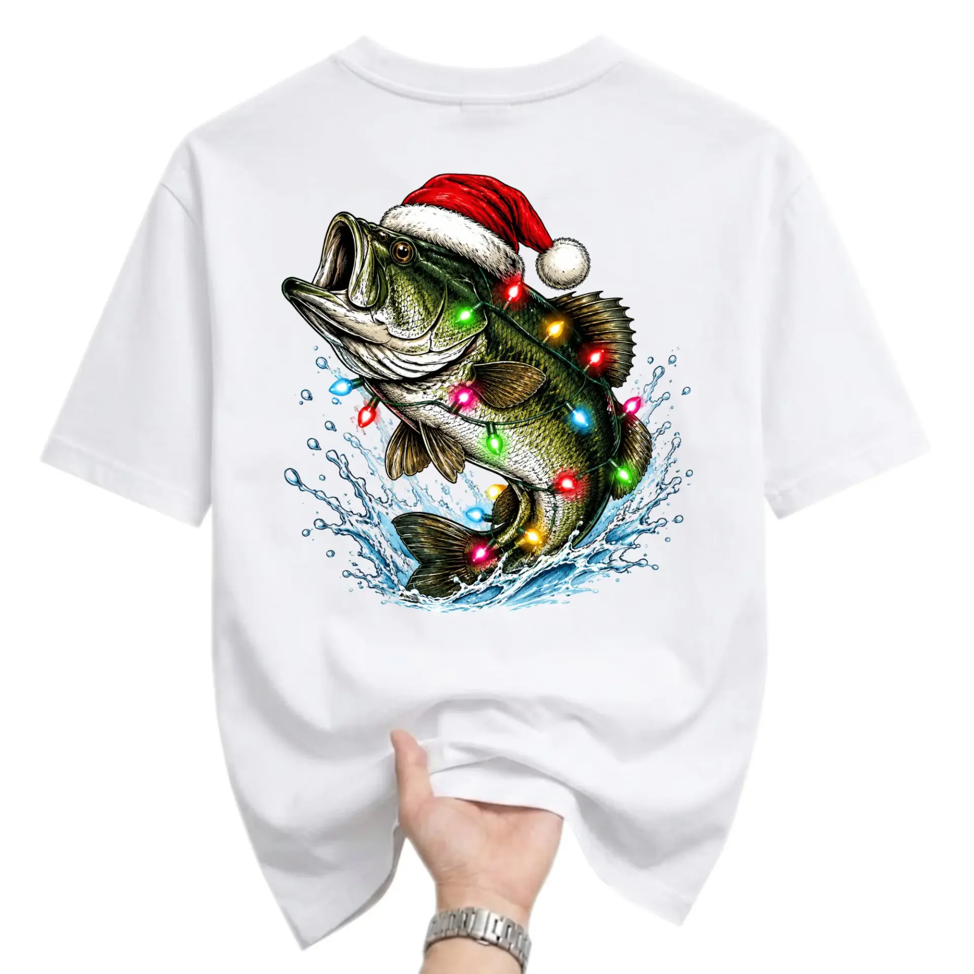 Graphic Tee Christmas Fishing Shirt Festive Holiday Illustration Unisex