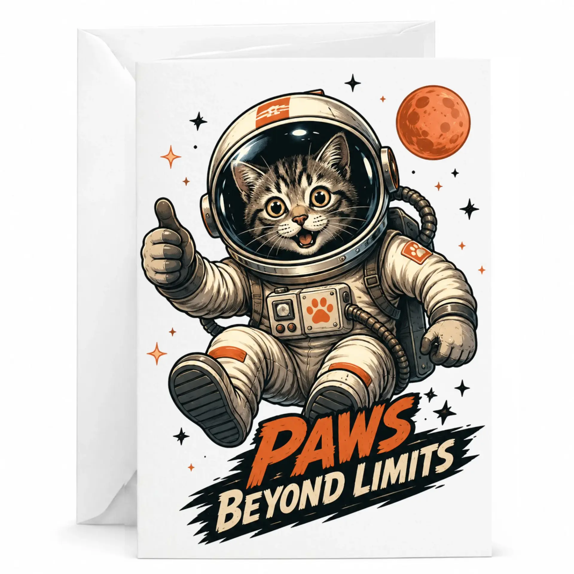 Birthday Card Funny Cat Illustration Paws Limits Greeting