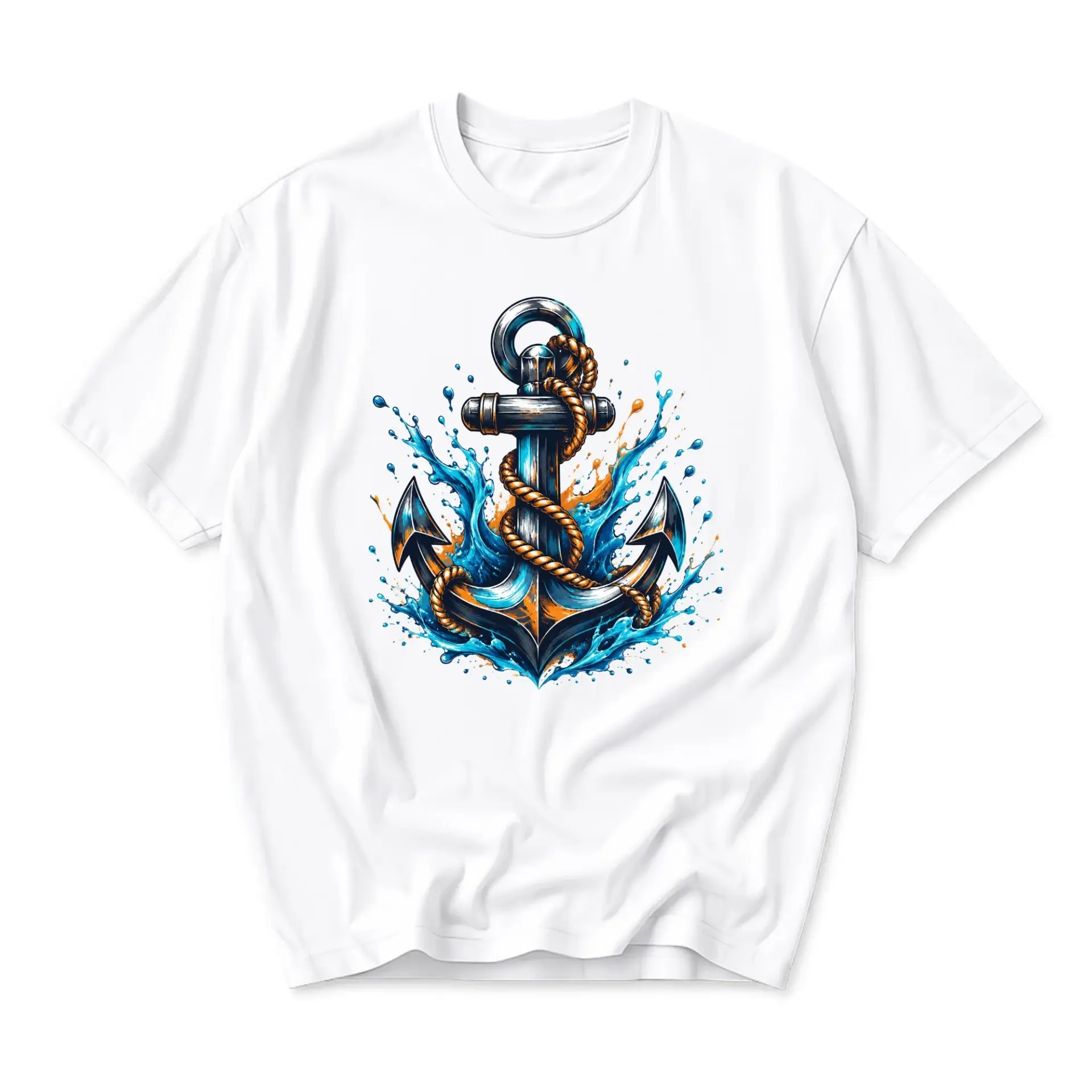 Graphic Tee Featuring Artistic Anchor Illustration Nautical Maritime Design