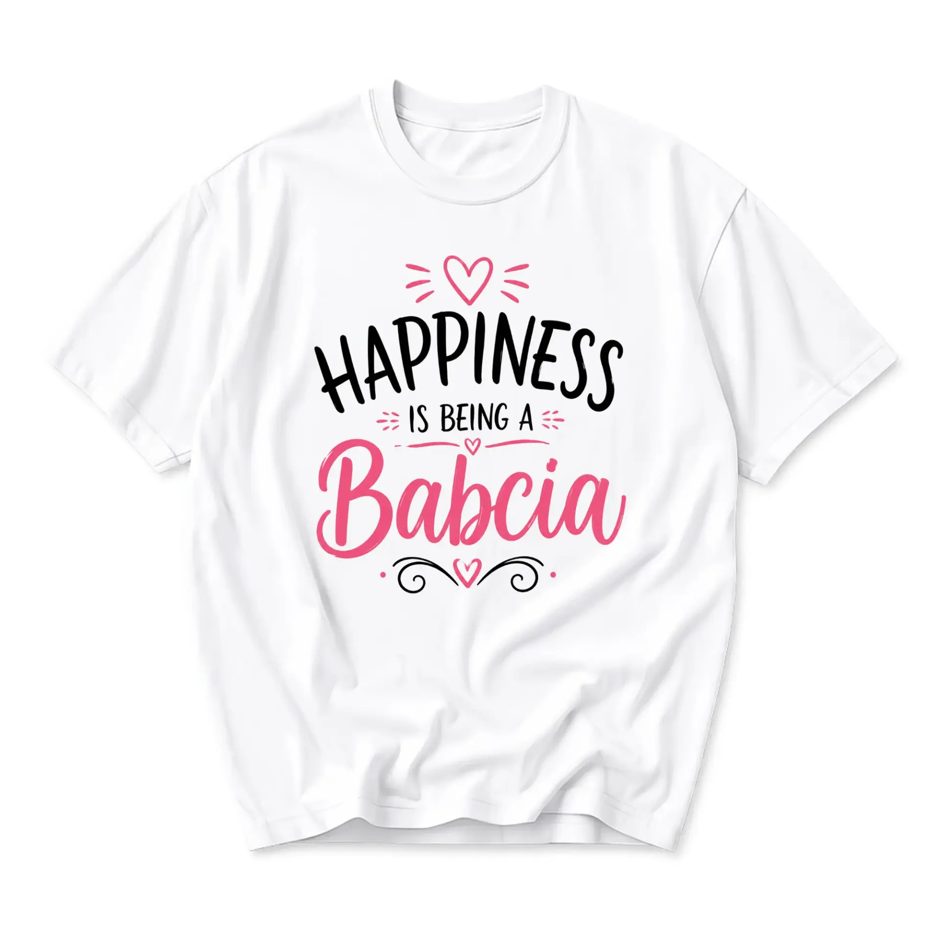 T-shirt Happiness Is Being a Babcia Graphic Tee Casual Unisex Crew Neck Top Short Sleeve Comfortable Cotton Apparel