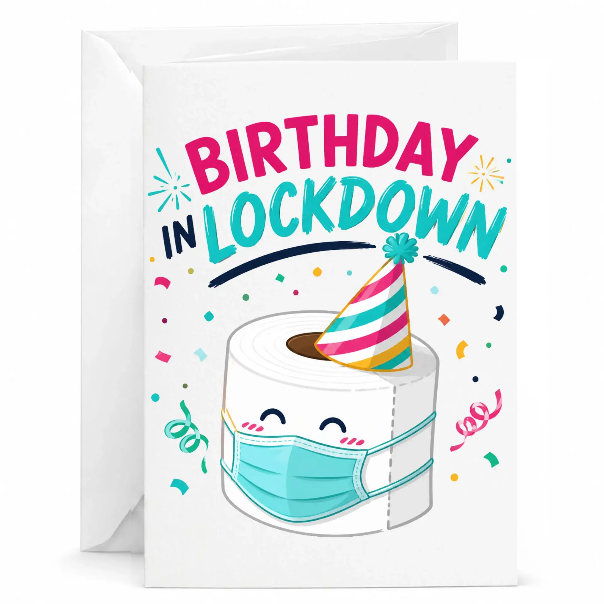 Funny Birthday in Lockdown Greeting Card with Envelope, Humorous Toilet Paper Birthday Card for Friends