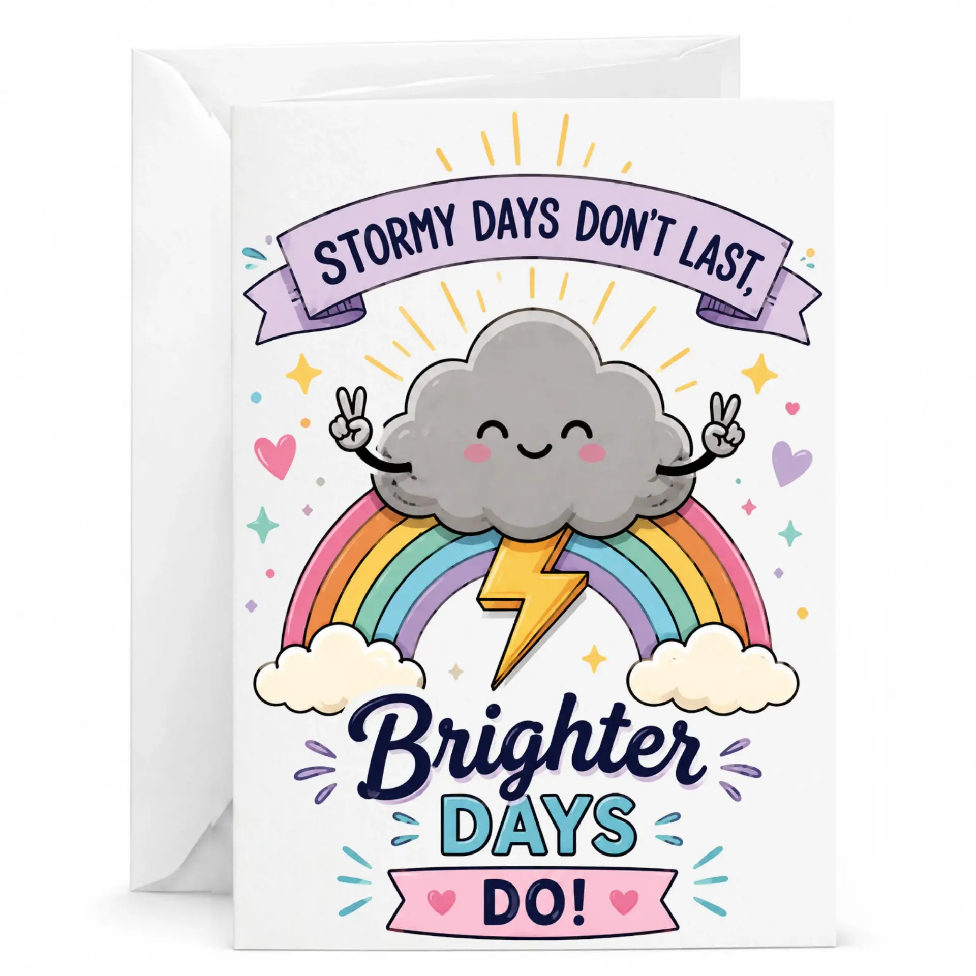 Greeting Card Stormy Days Don't Last Brighter Do Motivational Encouragement for Positive Thinking and Support