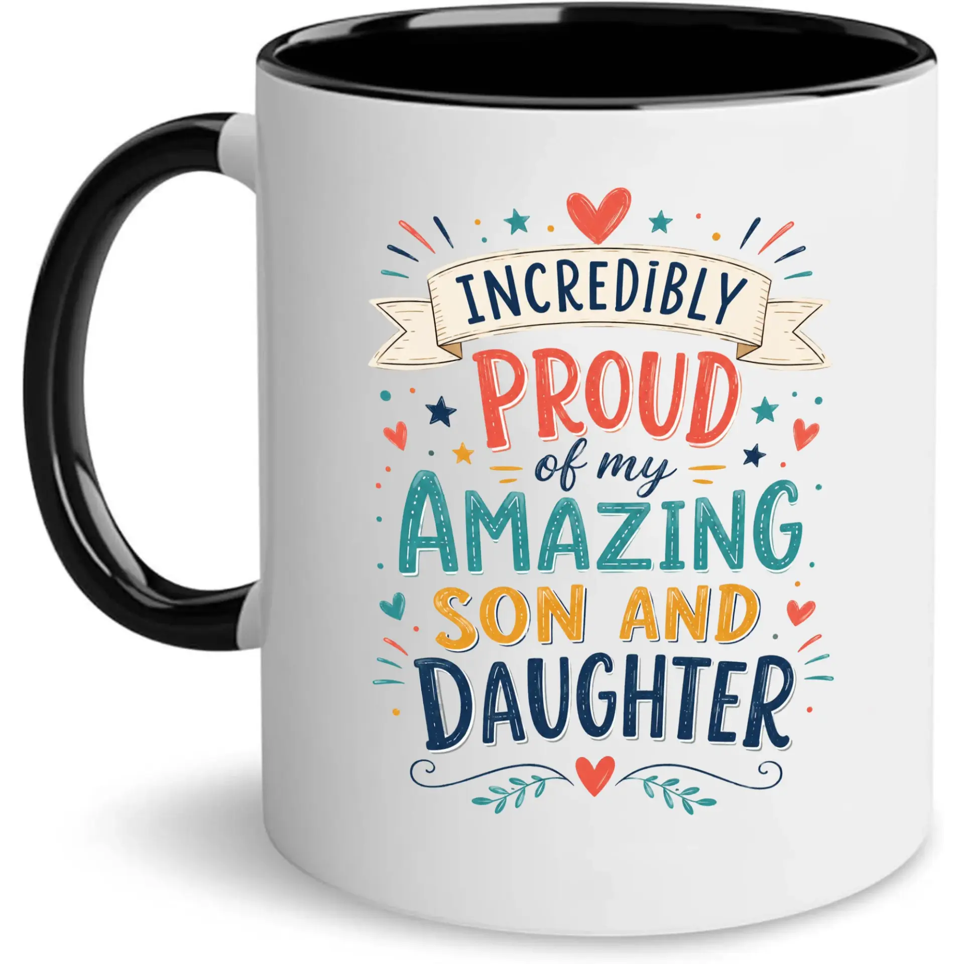 Ceramic Coffee Mug with Proud Parent Design Featuring Incredibly of My Son and Daughter Typography Art