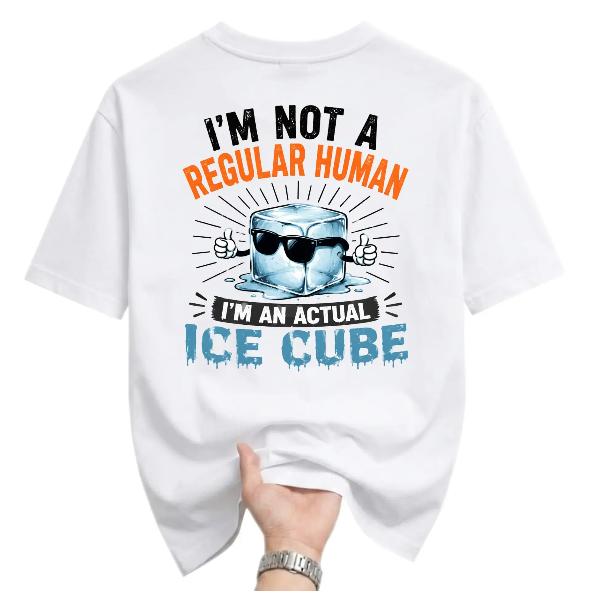 Funny Shirt I Am Not a Regular Human I Am an Actual Ice Cube Graphic Tee Unisex Casual Short Sleeve Apparel