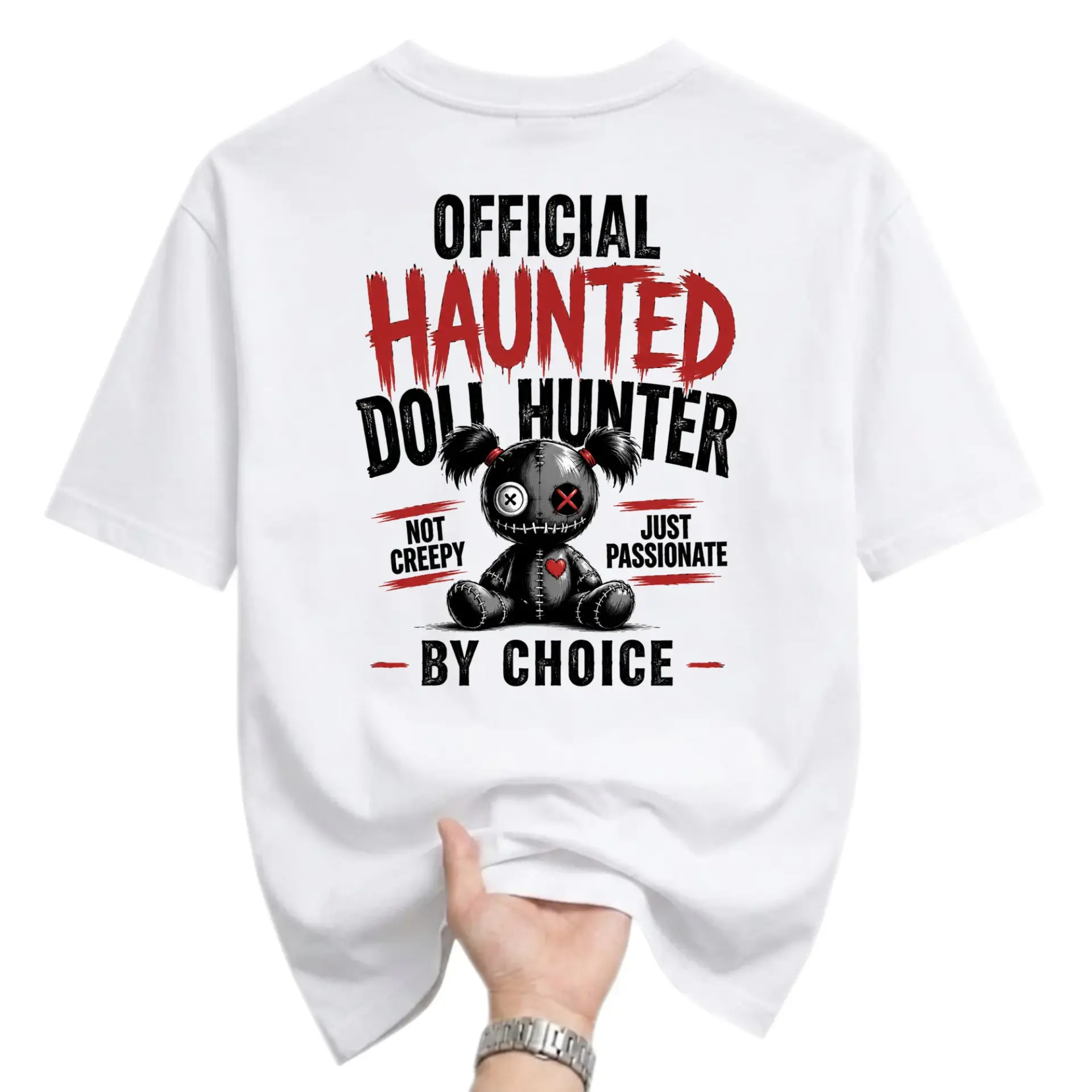 Funny Shirt Official Haunted Doll Hunter Graphic Tee Unisex Casual Apparel for Everyday Style and Enthusiasts