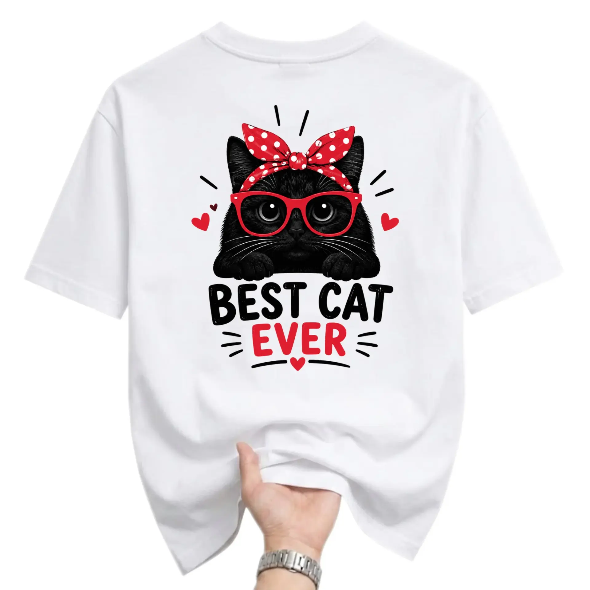 Funny Shirt Best Cat Black Kitten Graphic Tee Casual Unisex Crew Neck Top Soft Cotton Everyday Apparel