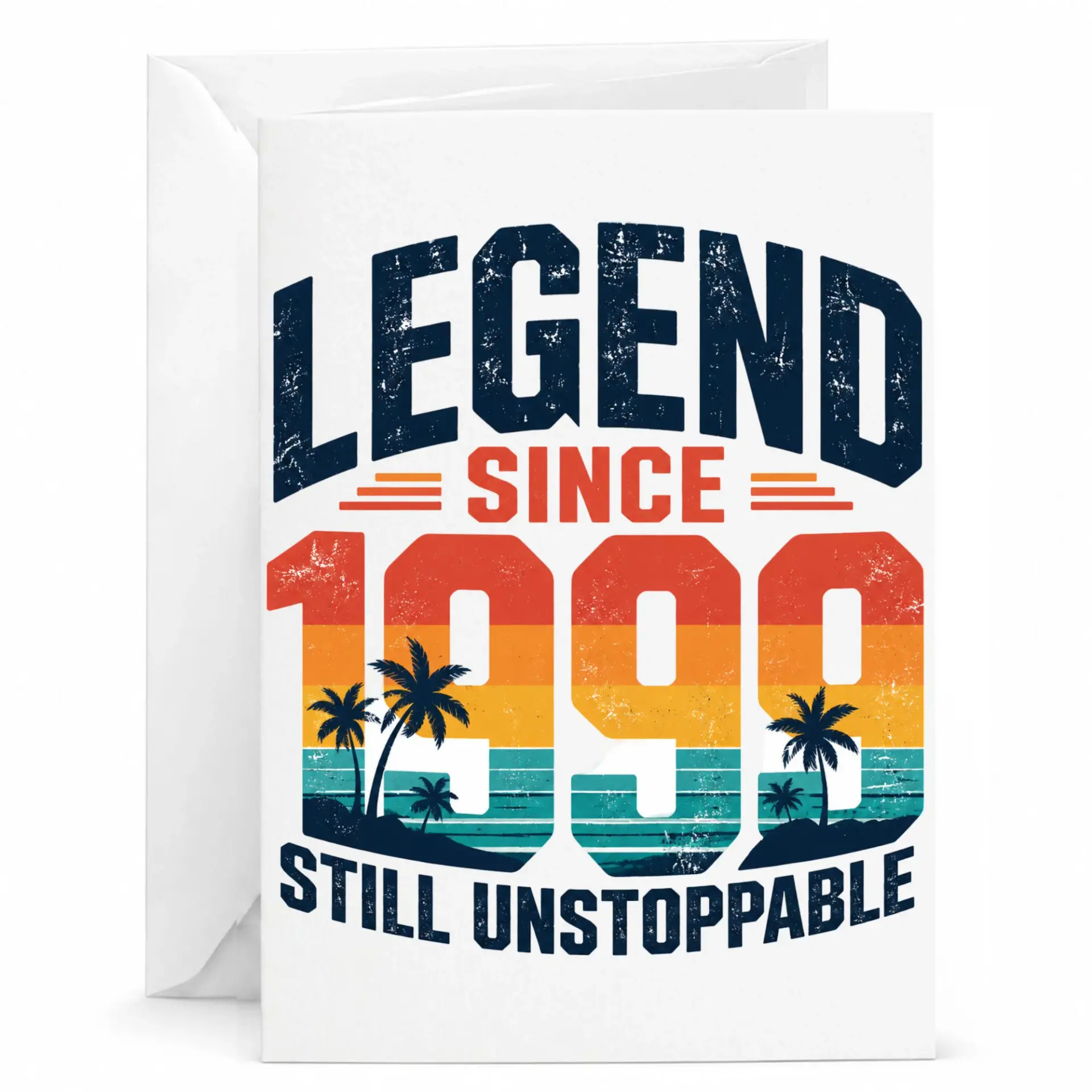 Birthday Card Legend Since 1999 Still Unstoppable Greeting Card for Milestone Celebration Vintage Sunset Design