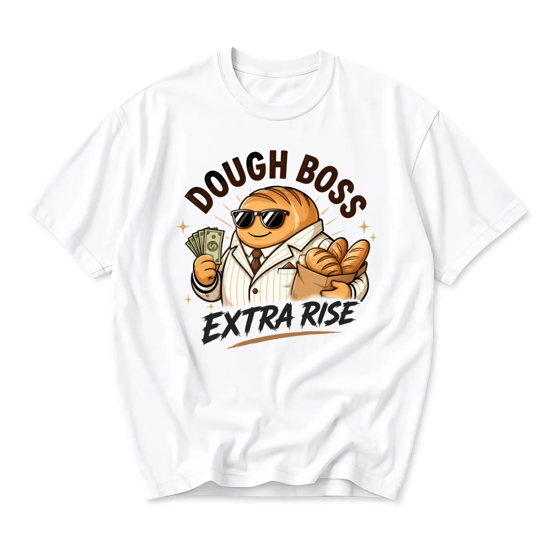 Funny Shirt Dough Boss Extra Rise Graphic Tee Unisex Crew Neck Short Sleeve Casual Cotton Top for Everyday Style