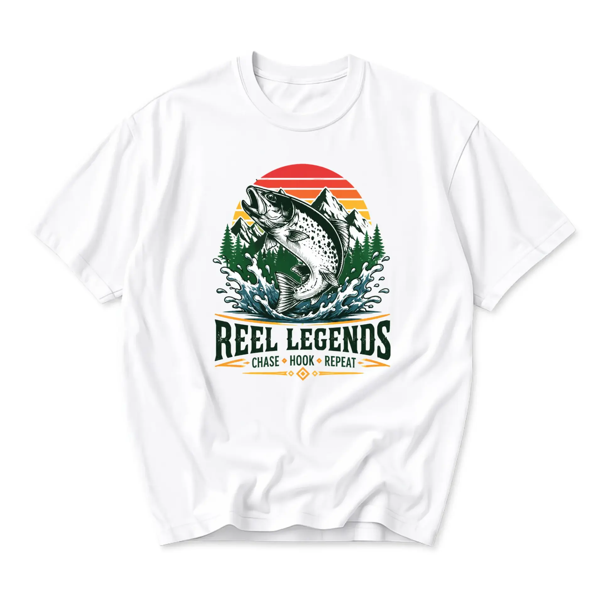 Graphic Tee Fishing Design Unisex Casual Crew Neck T-Shirt Outdoor Adventure Apparel for Men and Women
