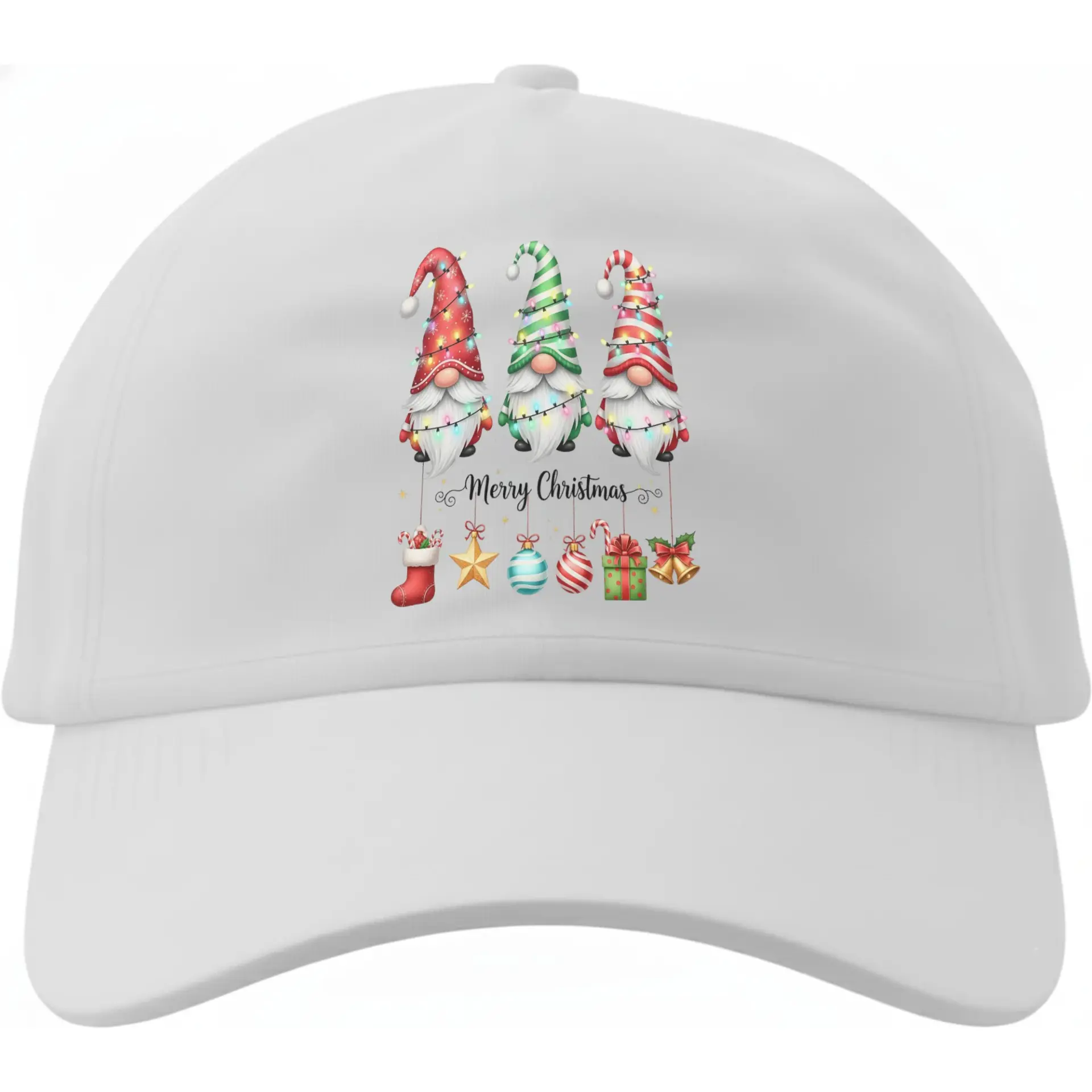Dad Hat Christmas Gnome Graphic Baseball Cap Festive Holiday Headwear for Adults with Adjustable Strap Closure