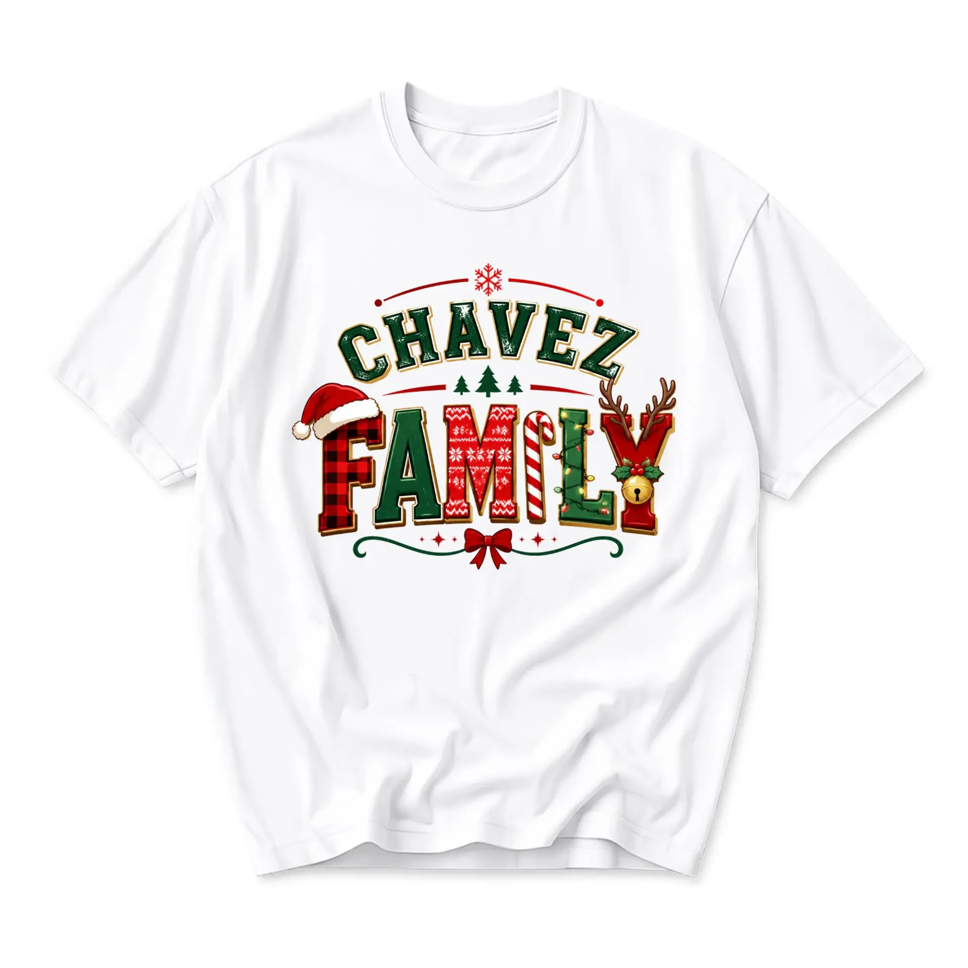 Graphic Tee Chavez Family Christmas Holiday Shirt Unisex Crew Neck Short Sleeve Casual Cotton Blend Apparel
