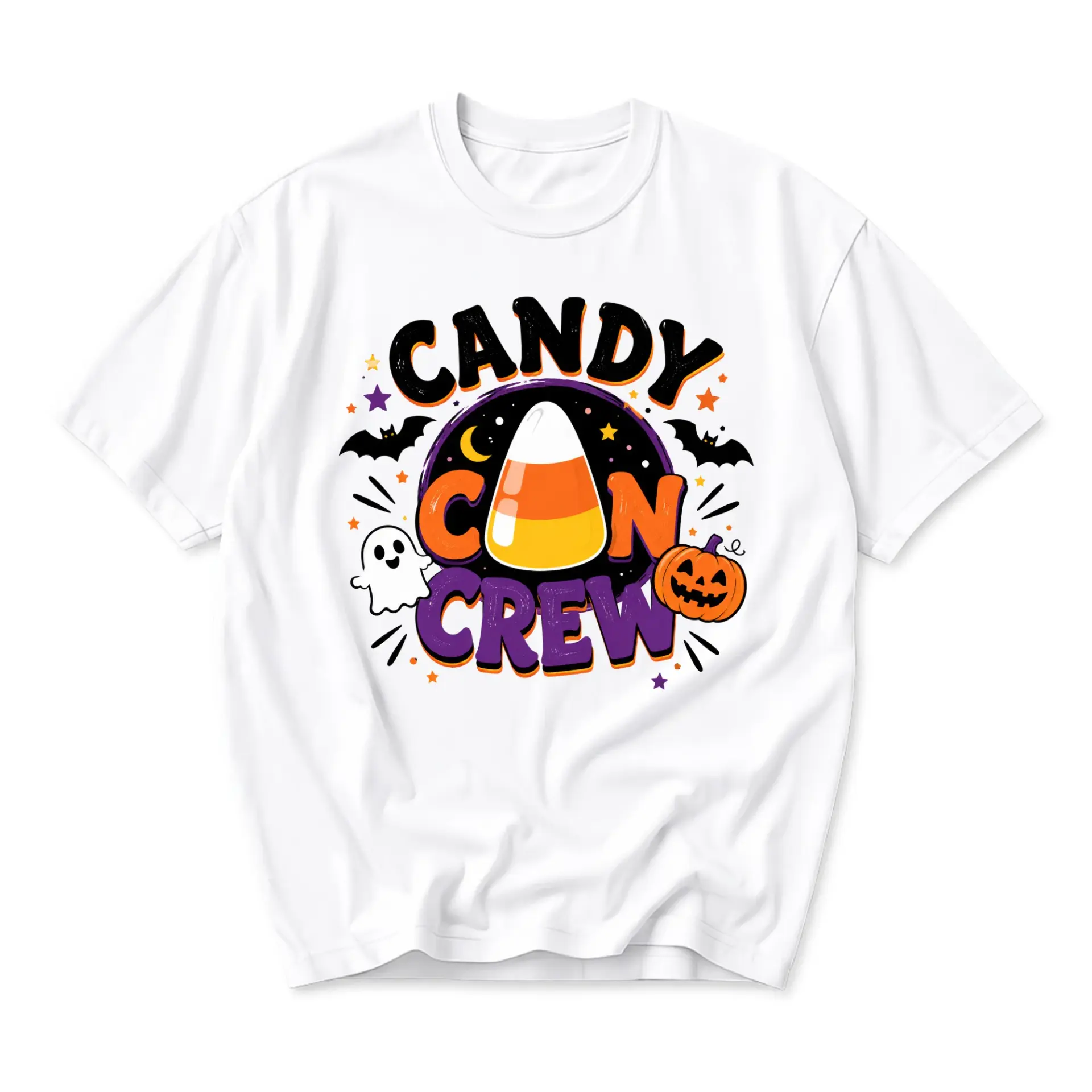 Funny Shirt Candy Corn Crew Halloween Graphic Tee Unisex Casual Apparel for Fall Season and Holiday Party Celebrations