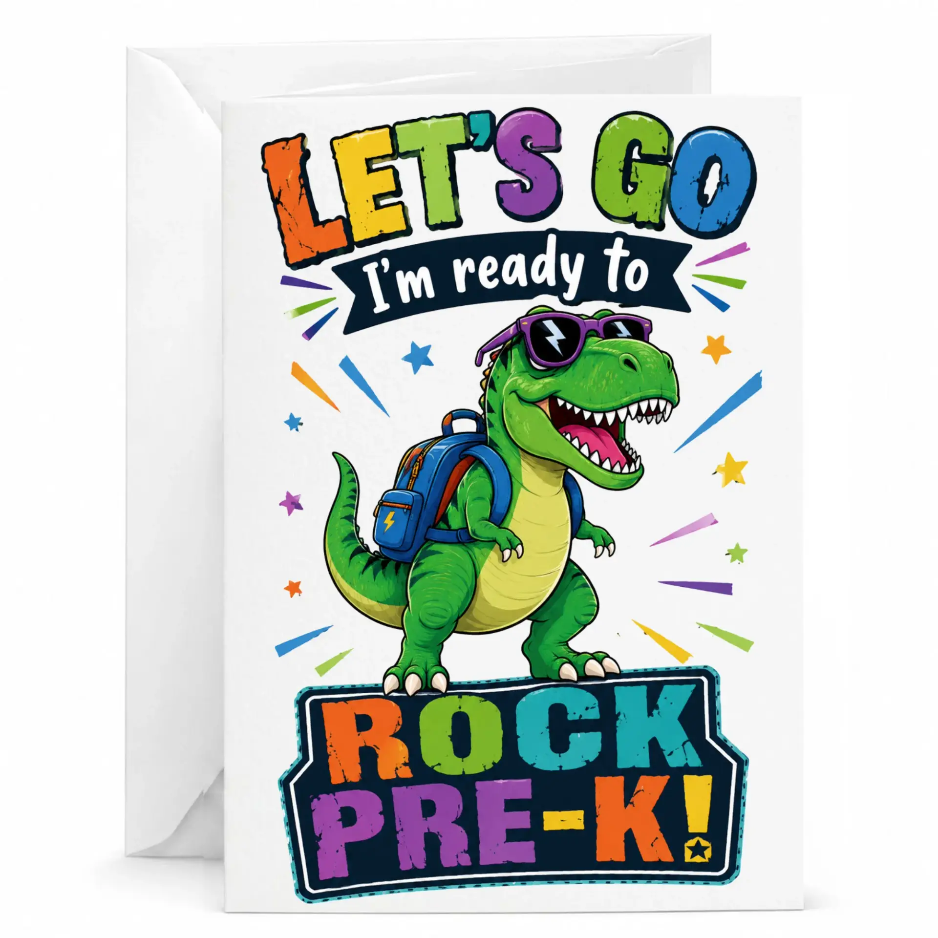 Funny Greeting Card Featuring a Cool Dinosaur Character with for Celebratory Occasions and Milestone Events