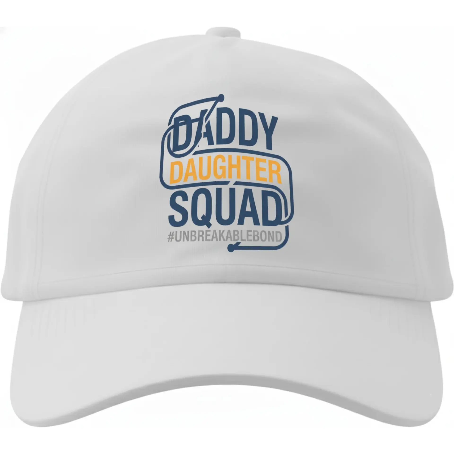 Dad Hat Daddy Daughter Squad Baseball Cap Embroidered Graphic Adjustable Strap Unisex White Cotton Blend Sun Hat