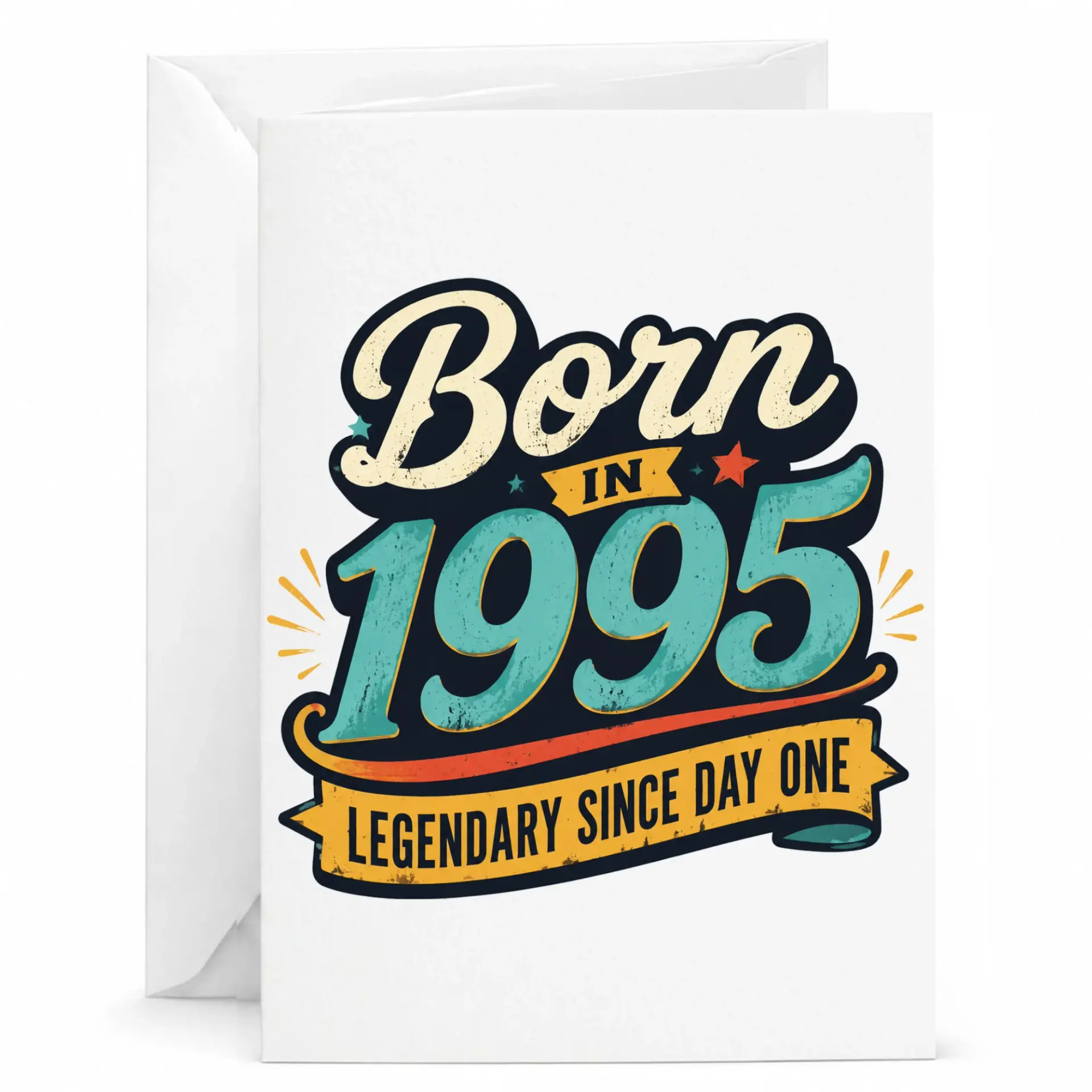 Birthday Card Born in 1995 Legendary Since Day One Vintage Style Greeting Card for Milestone Birthday Celebration