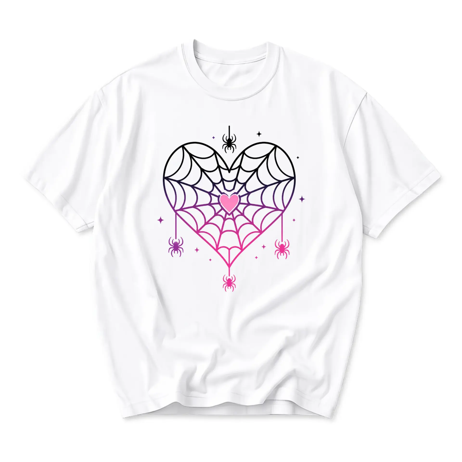 Graphic Tee Heart Shaped Web Design Unisex Casual Everyday Crew Neck Cotton Blend Soft Breathable Summer Top