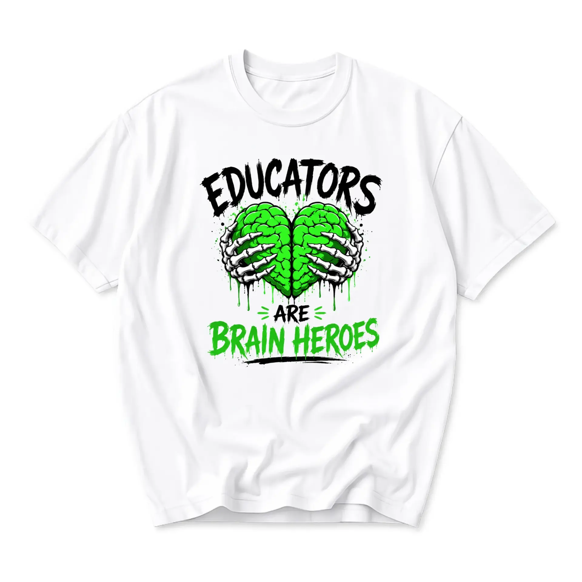 Graphic Tee Educators Are Brain Heroes Unisex Crew Neck T-Shirt Soft Cotton Blend Apparel for Teachers Casual Wear