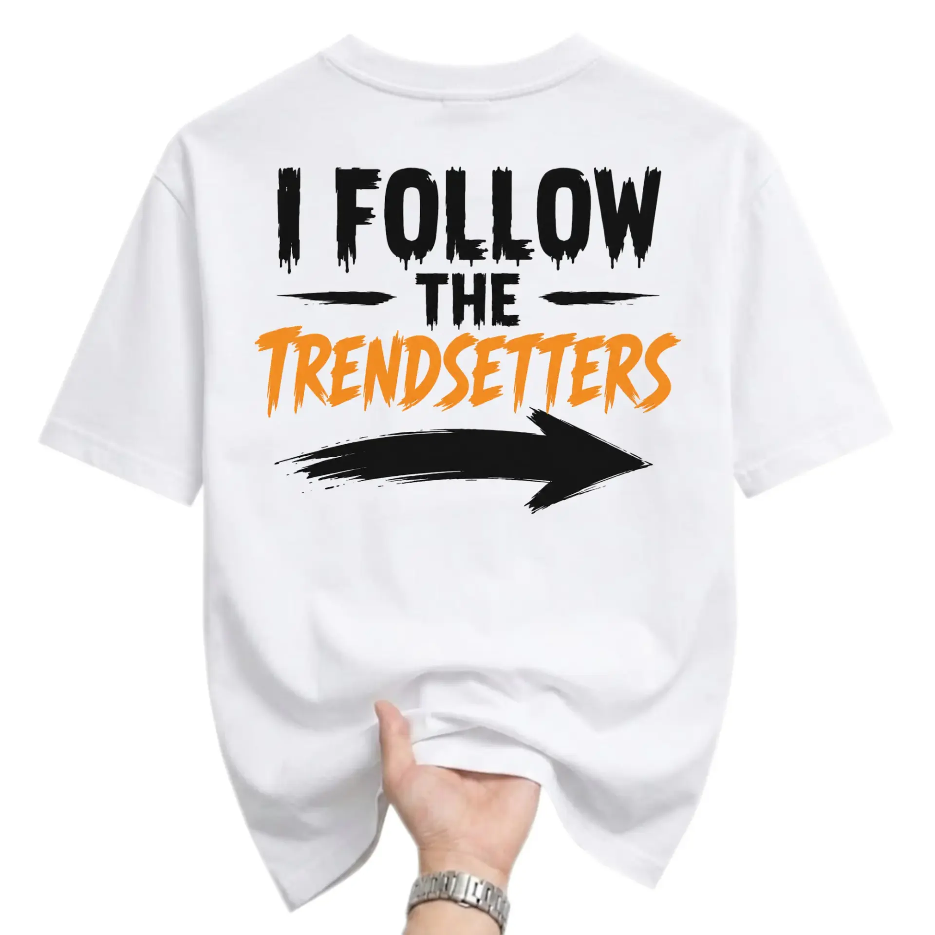 Graphic Tee I Follow the Trendsetters Unisex Casual Crew Neck T-Shirt for Everyday Humor Expression White Shirt