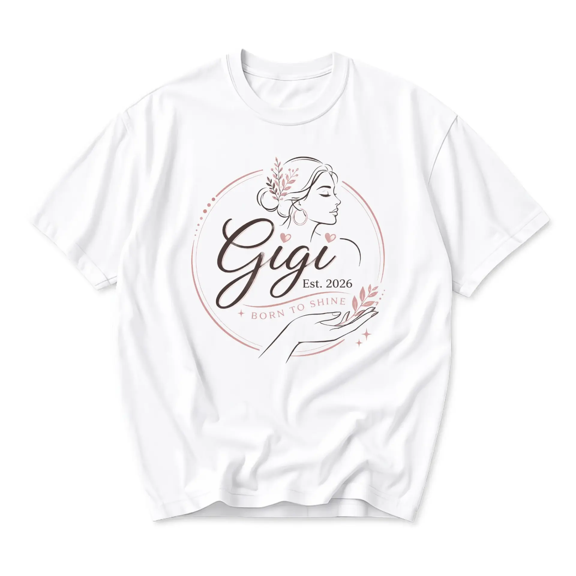 Graphic Tee Unisex Crew Neck Short Sleeve Shirt Featuring Elegant Floral Line Art Design with Custom Text Print