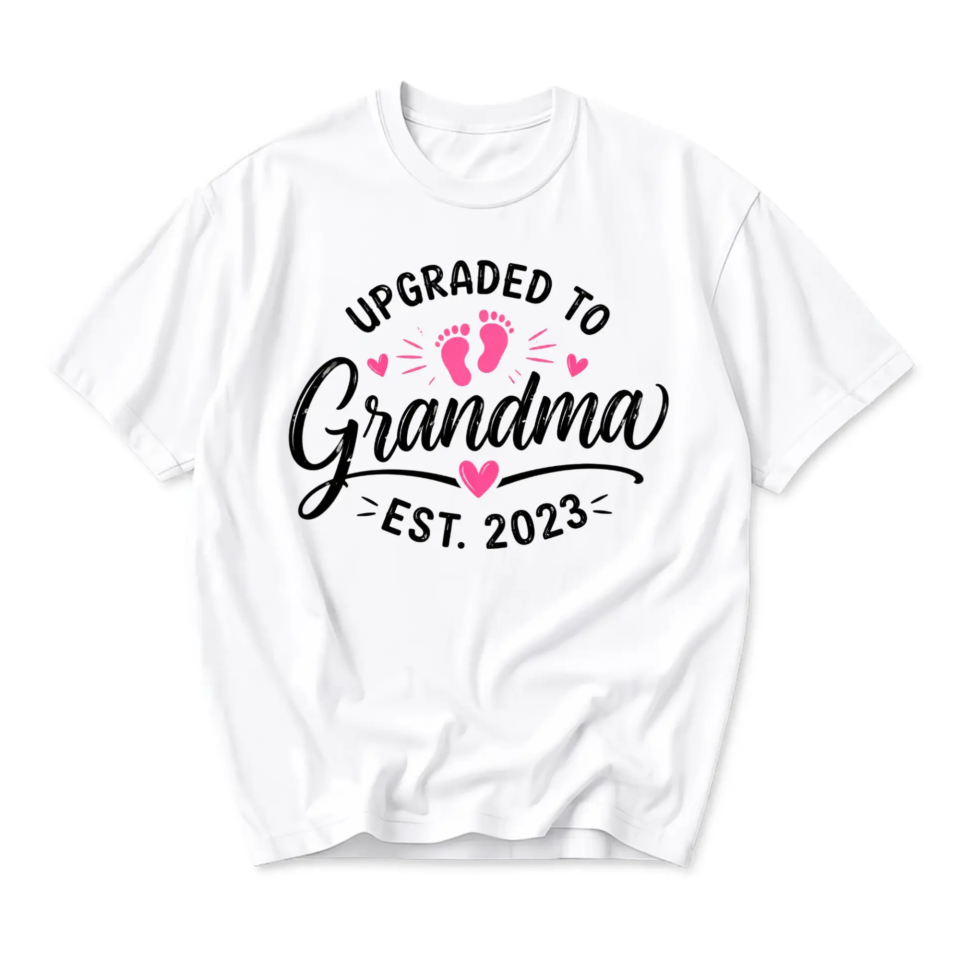 Graphic Tee Upgraded to Grandma Est 2023 Shirt Funny Unisex Casual Apparel for Family Celebration and Daily Wear
