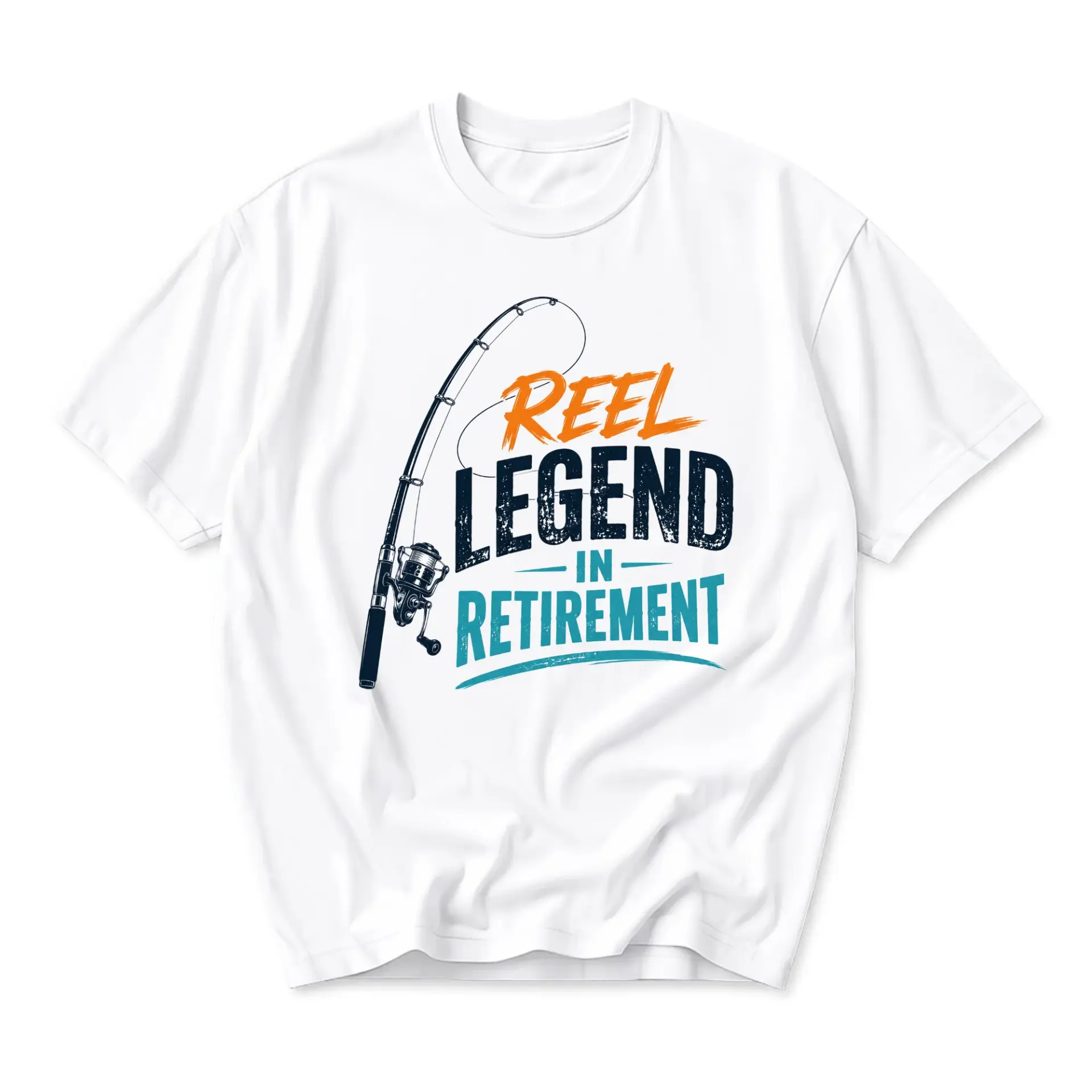 Funny Shirt Reel Legend in Retirement Fishing Graphic Tee Unisex Casual Apparel for Outdoor Hobby Enthusiasts White Cotton
