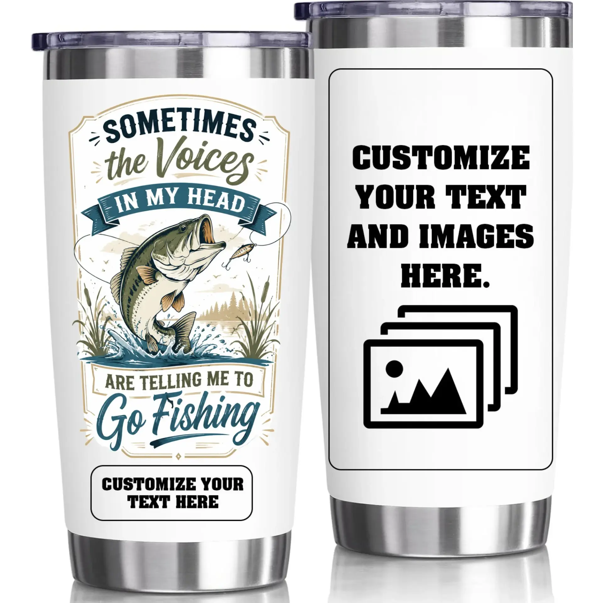 Stainless Steel Tumbler 20oz Fishing Enthusiast Insulated Cup with Funny Text Design for Travel Office and Daily Use
