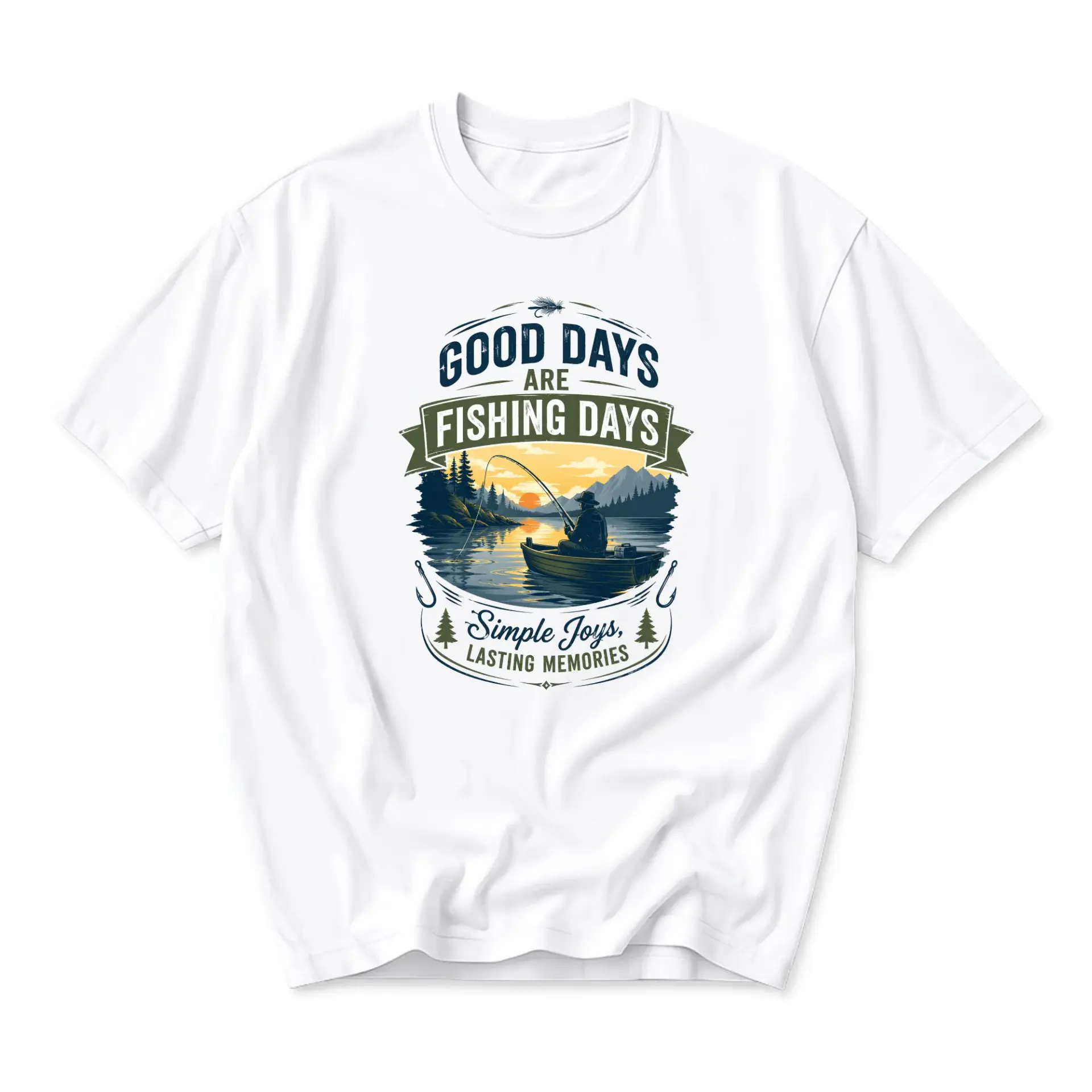 Graphic Tee Good Days Are Fishing Outdoor Themed Unisex Crew Neck Short Sleeve Shirt for Casual Wear