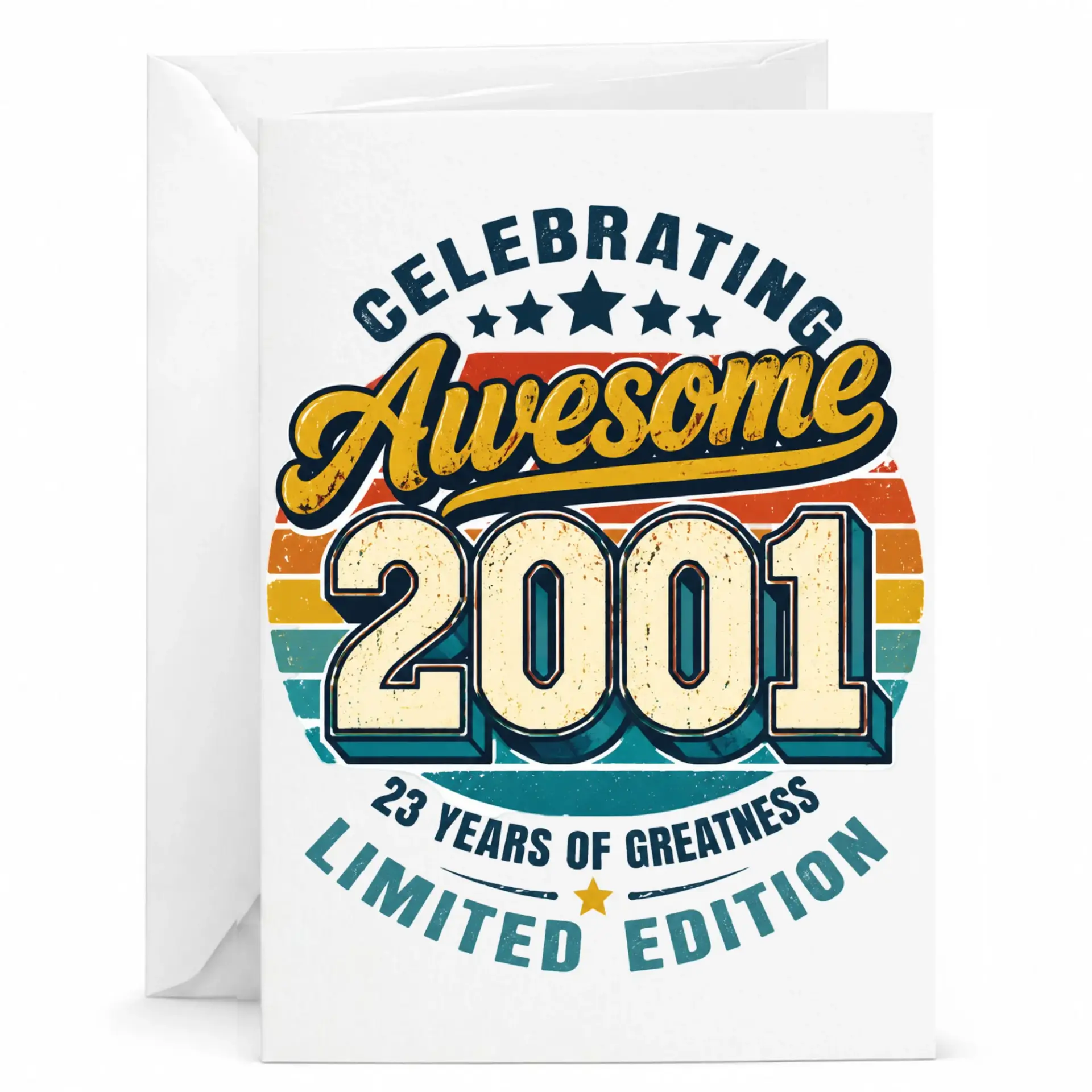 Birthday Card Celebrating Awesome 2001 Vintage Retro Style Greeting Card for Twenty Third Milestone Celebration