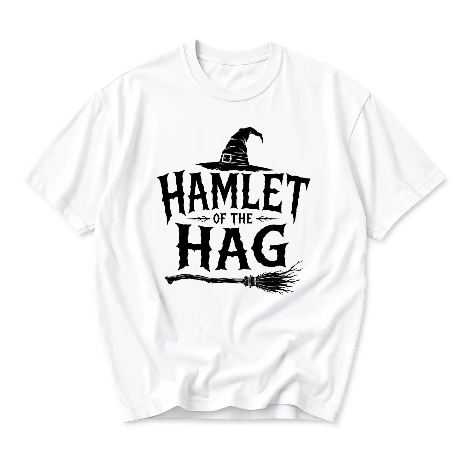 Graphic Tee Unisex Hamlet of the Hag Shirt Black Print Casual Crew Neck Cotton Blend Soft Everyday Apparel Summer Top