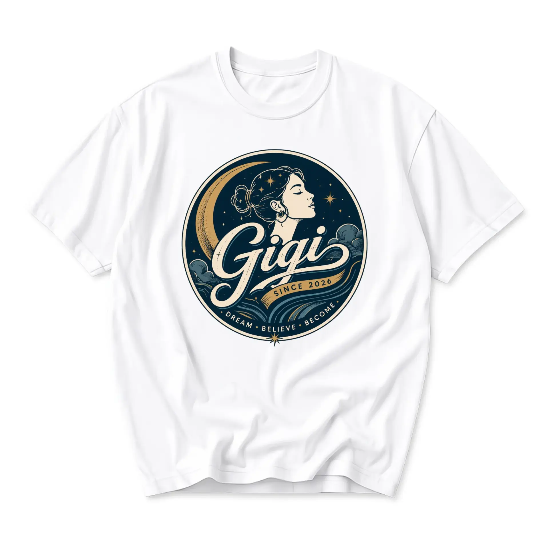 Graphic Tee Celestial Woman Design Artistic Unisex Crew Neck Shirt for Casual Everyday Wear and Unique Personal Style