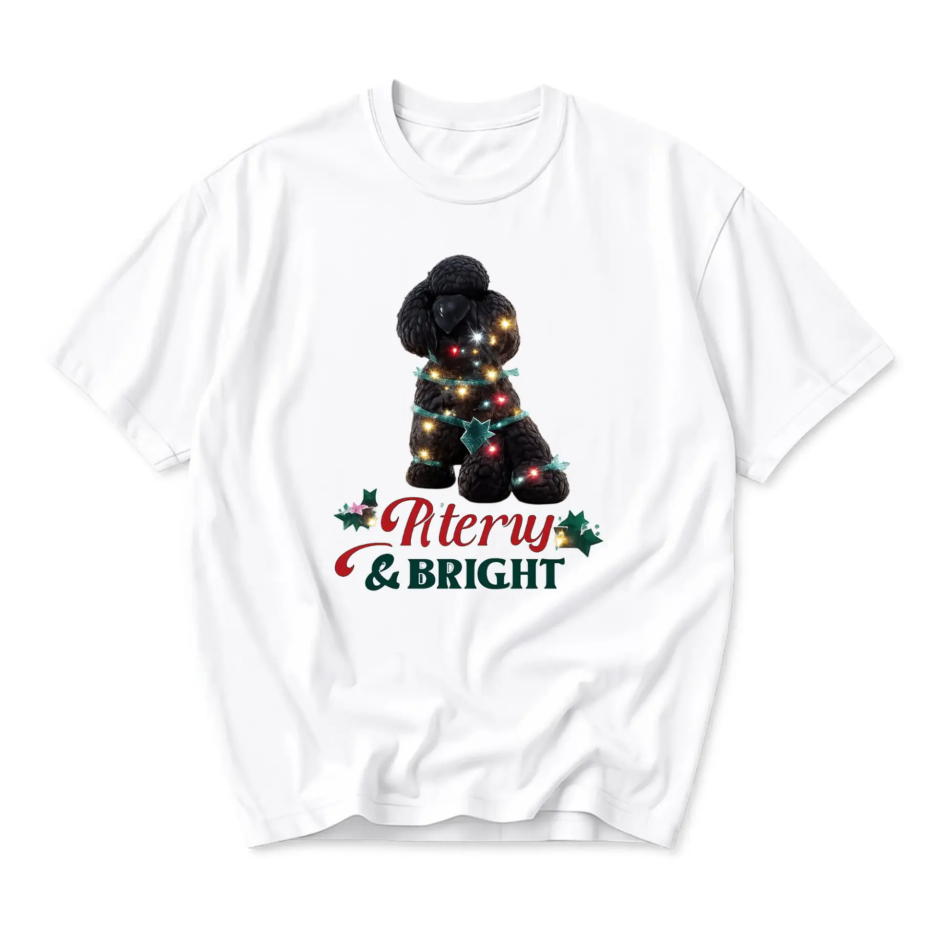 Funny Shirt Poodle Christmas Graphic Tee Unisex Casual Crew Neck Holiday