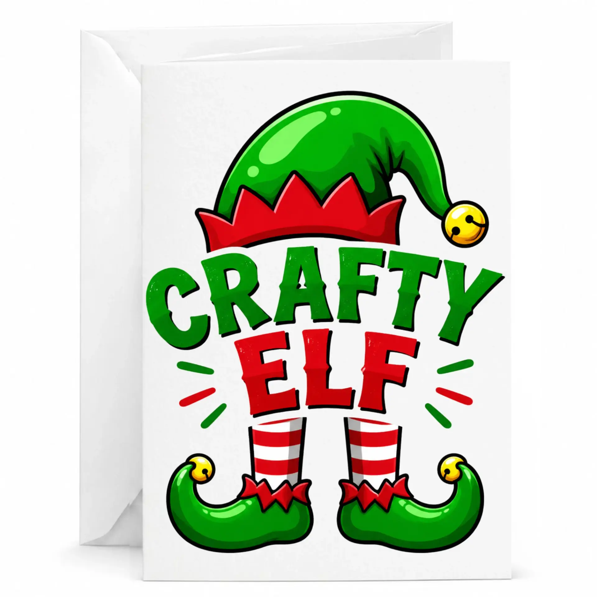 Funny Crafty Elf Greeting Card Holiday Design for Seasonal Crafts and Enthusiasts Professional Printed Stationery