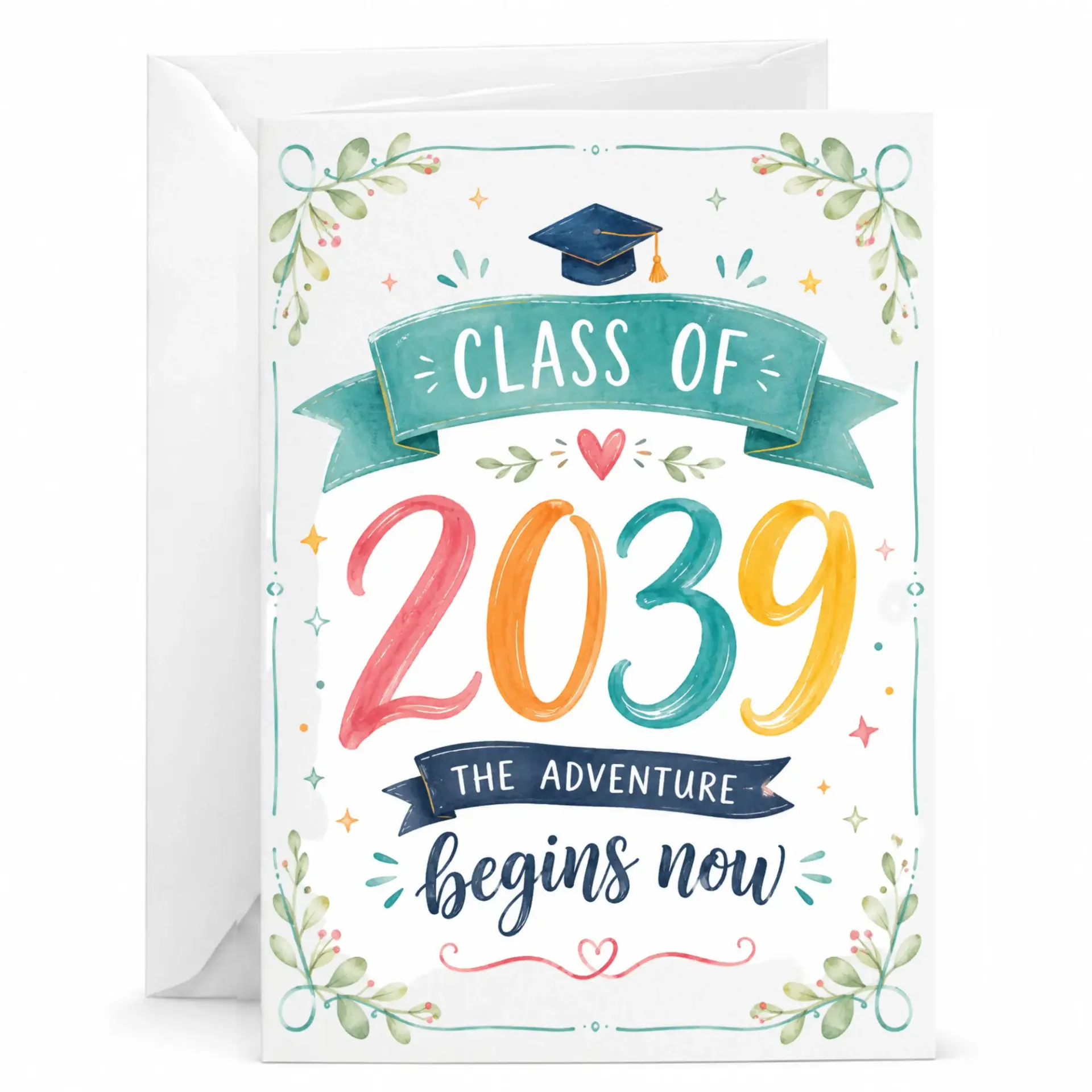 Congratulations Greeting Card of 2039 Watercolor Achievement Design for Graduation Milestone Event
