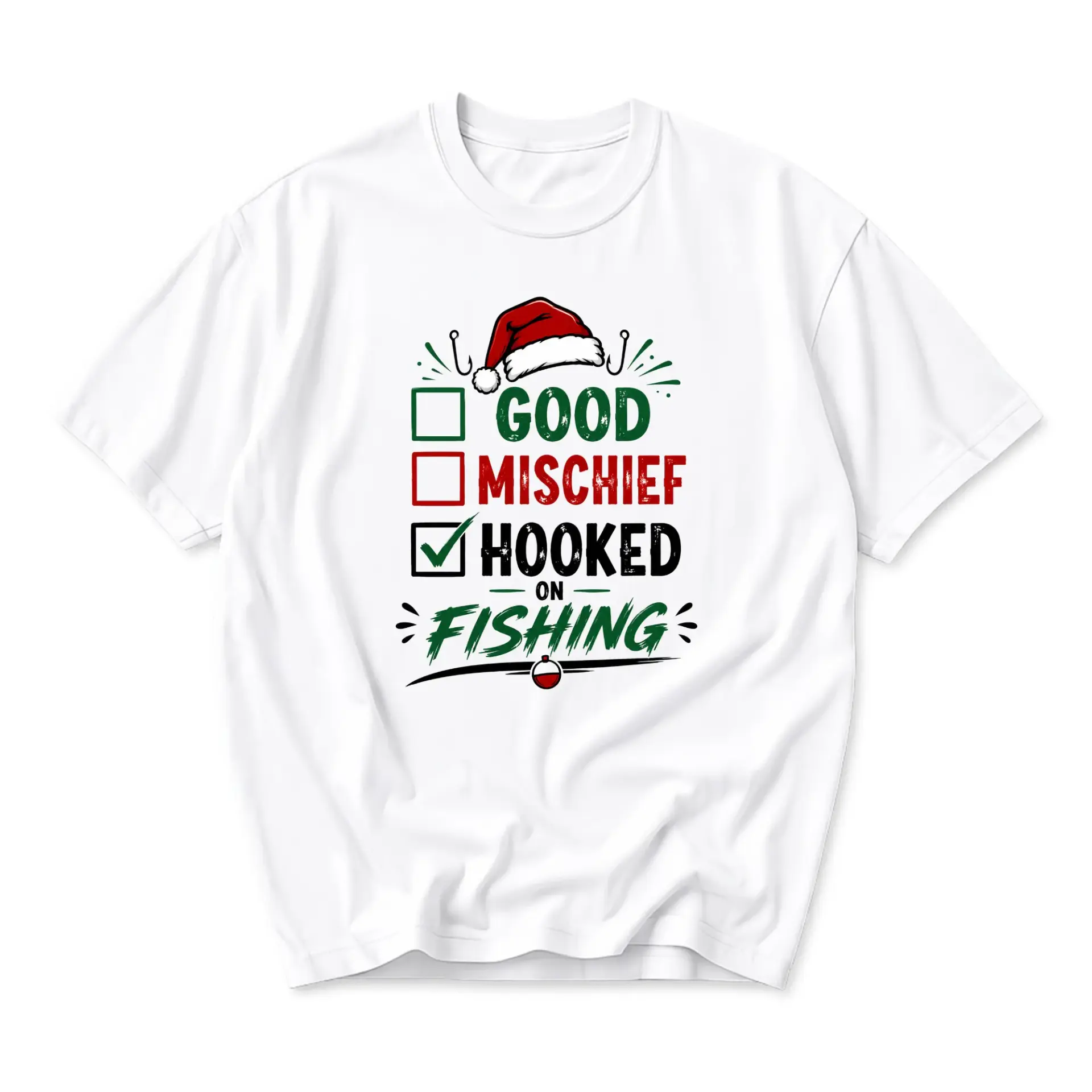 Funny Shirt on Fishing Christmas Graphic Tee Holiday Season Unisex Crew