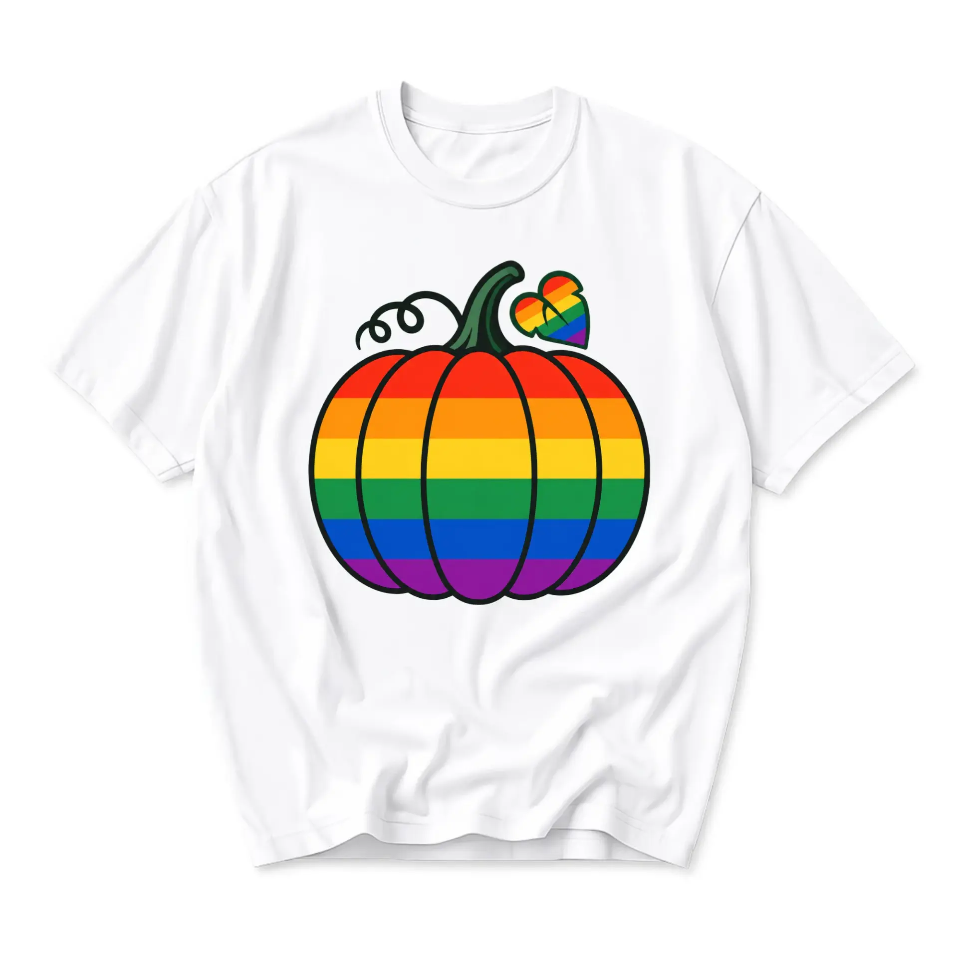 Graphic Tee Rainbow Pumpkin Shirt Autumn Fall Unisex Crew Neck Short Sleeve Cotton Blend Casual Everyday Apparel