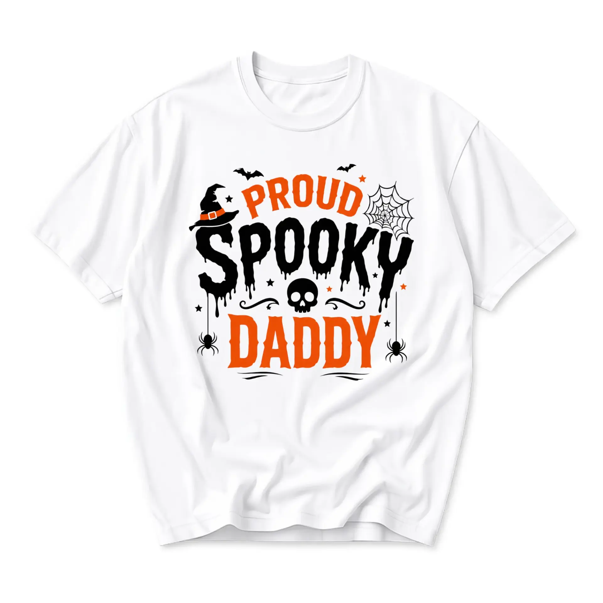 Funny Shirt Proud Spooky Daddy Halloween Graphic Tee Unisex Crew Neck Casual Wear Soft Cotton Blend Holiday Apparel