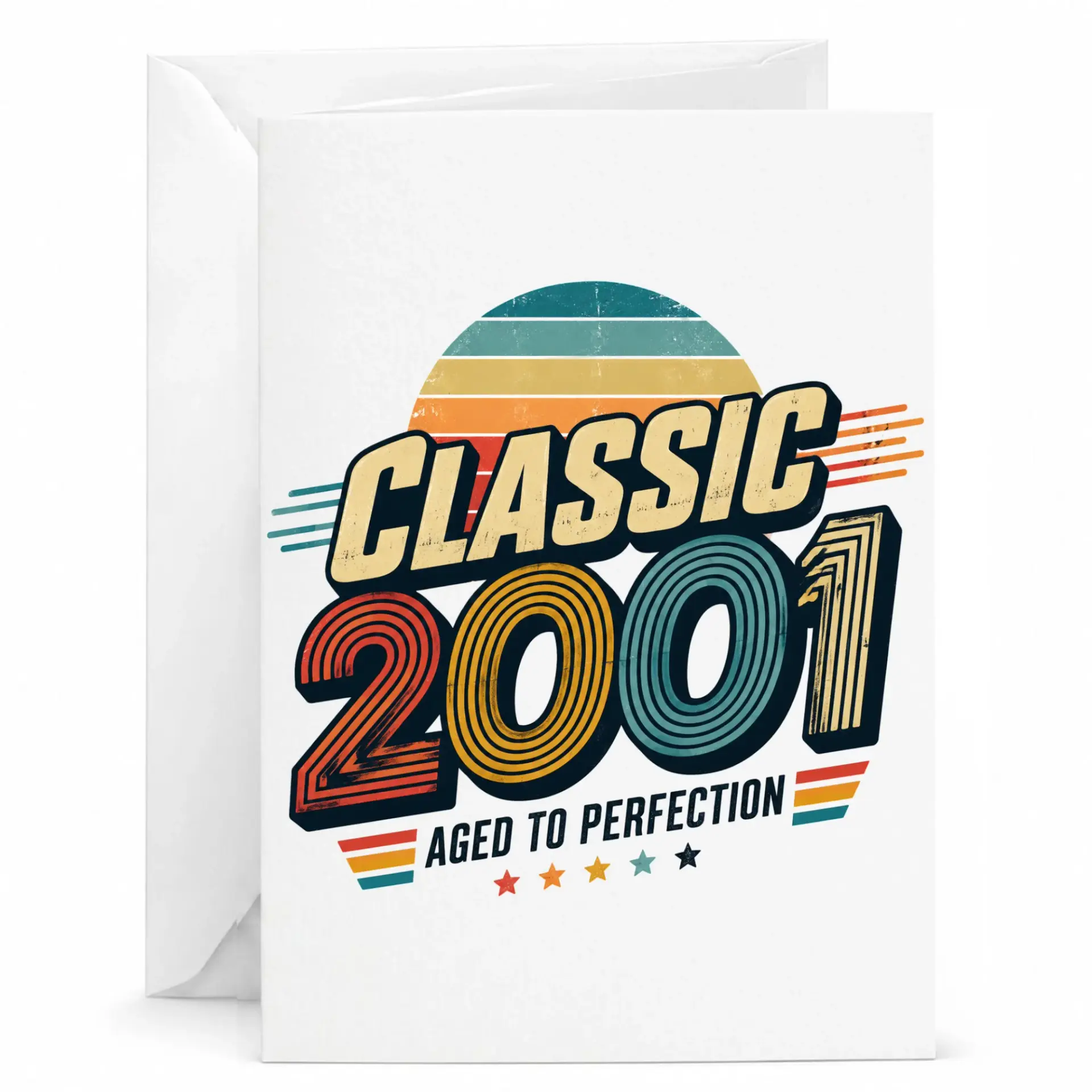 Birthday Card Classic 2001 Aged to Perfection Vintage Style Greeting Card for Milestone Birthdays with Envelope