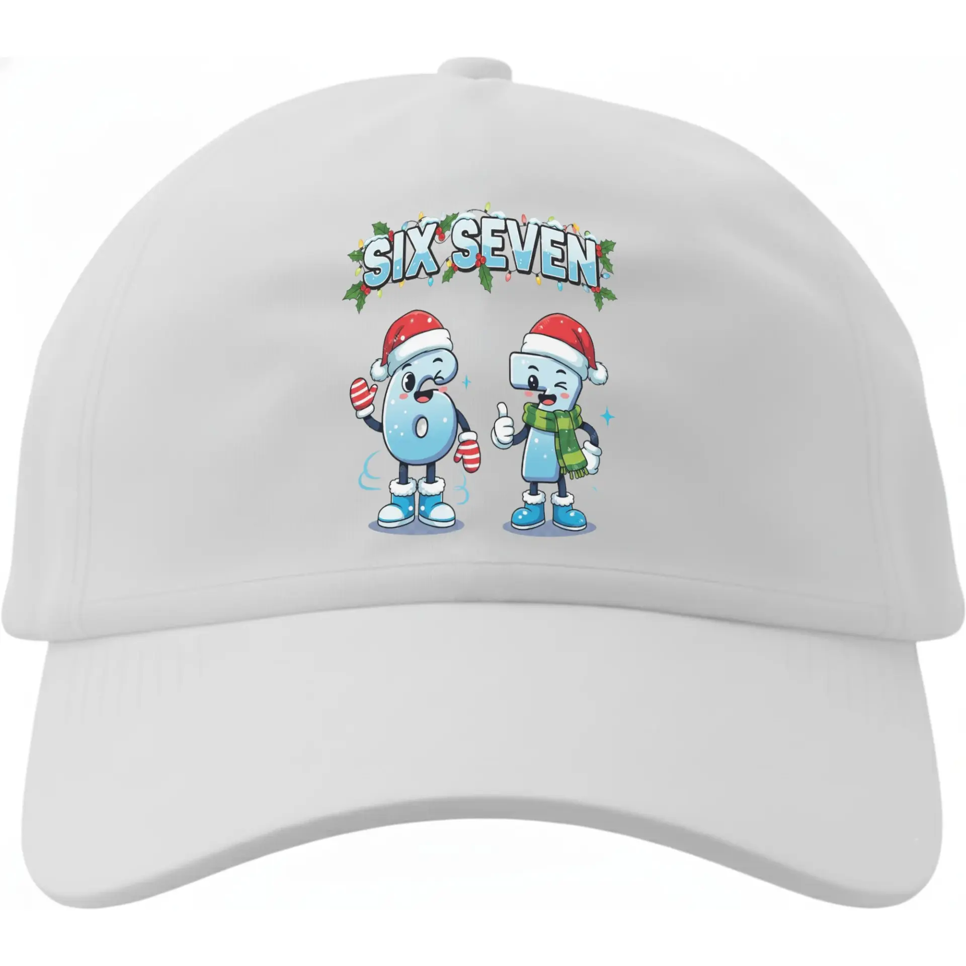 Dad Hat Baseball Cap Featuring Whimsical Holiday Number Characters with Santa Hats for Seasonal Festive Celebration